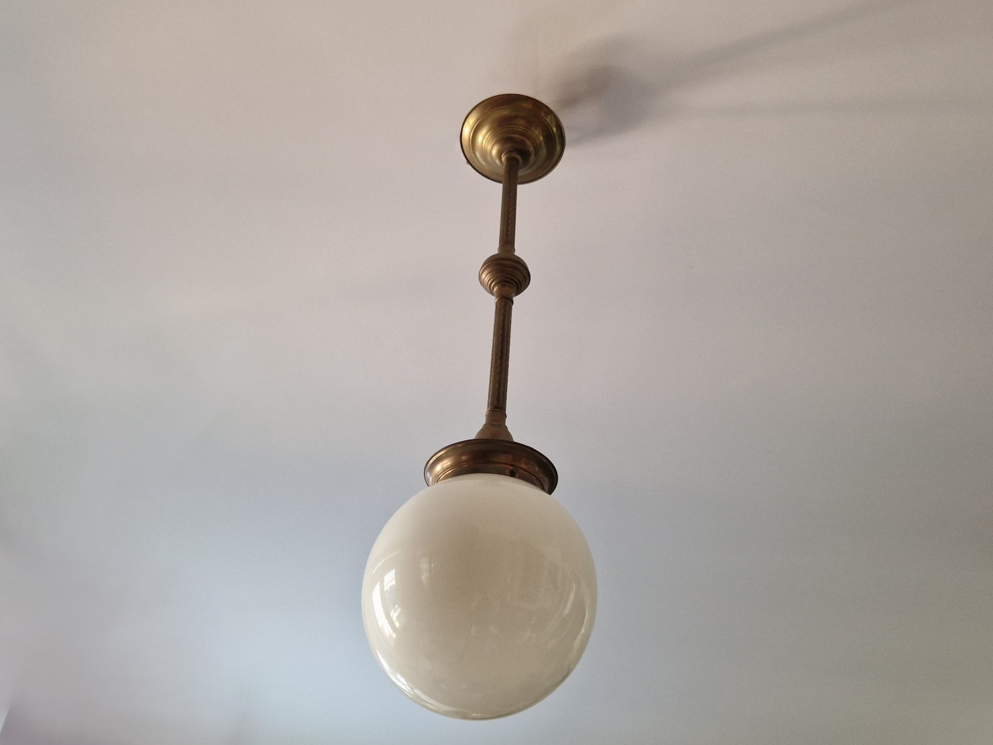 Messing Vintage Schoolhanglamp met bol