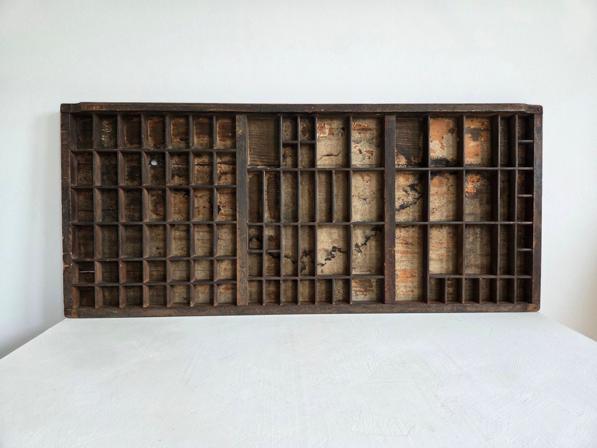 antieke houten letterbak 102 vakjes drukkerij