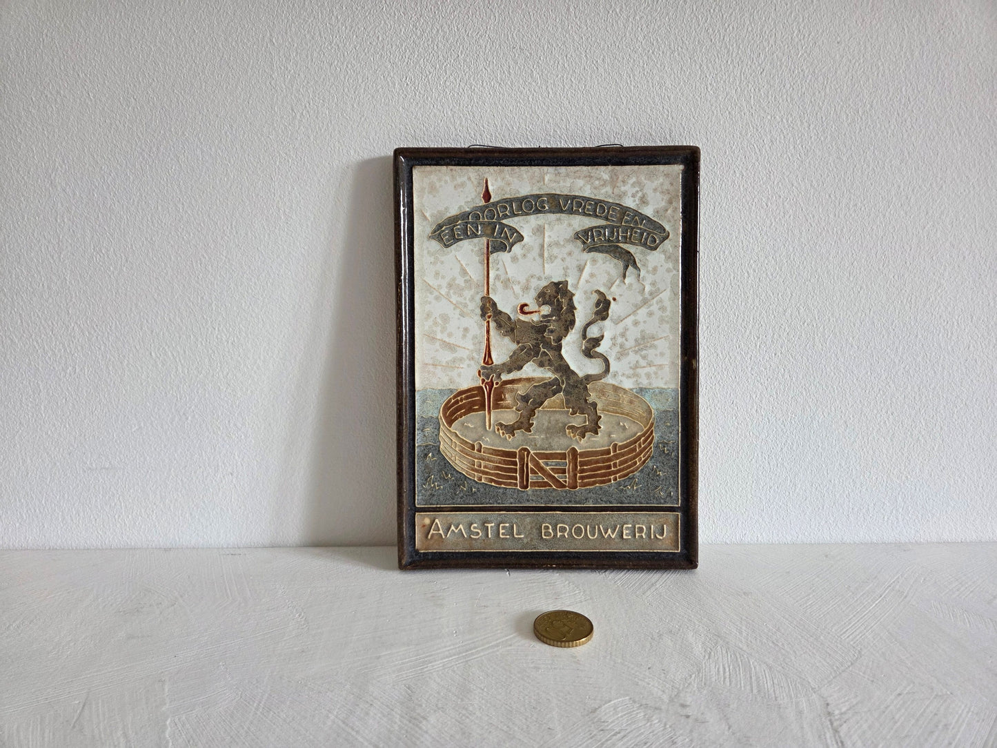cloisonné tegel Amstel Brouwerij Nederlandse leeuw Porceleyne Fles