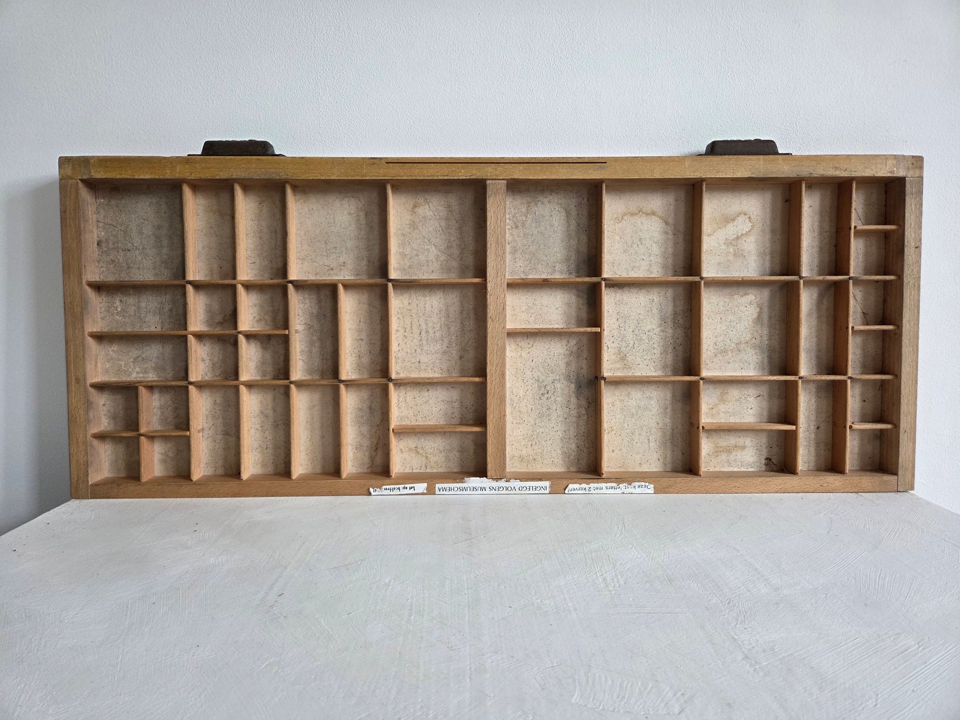 antieke drukkerijletterbak hout verschillende vakformaten