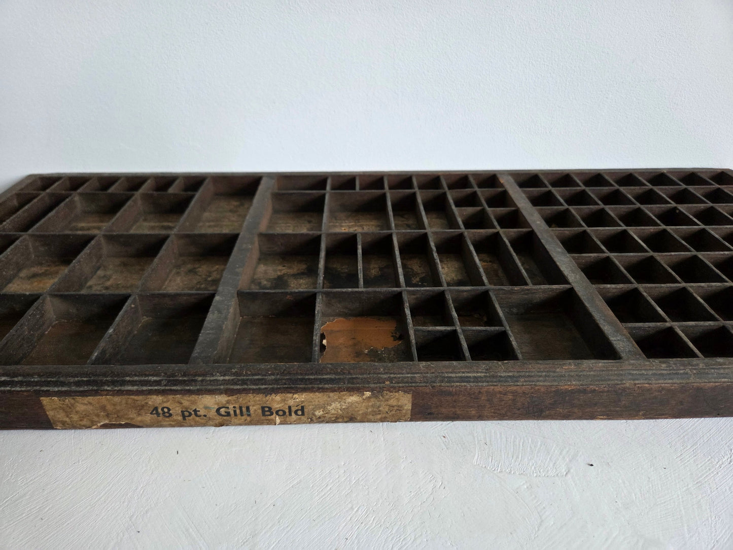 antieke letterbak hout verschillende formaten vakjes