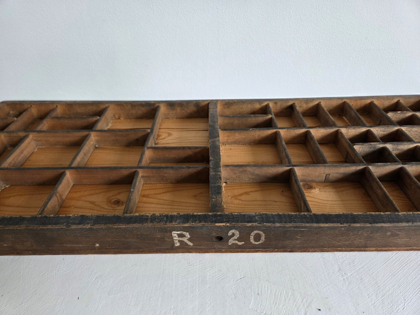 antieke drukkerijletterbak hout verschillende vakformaten