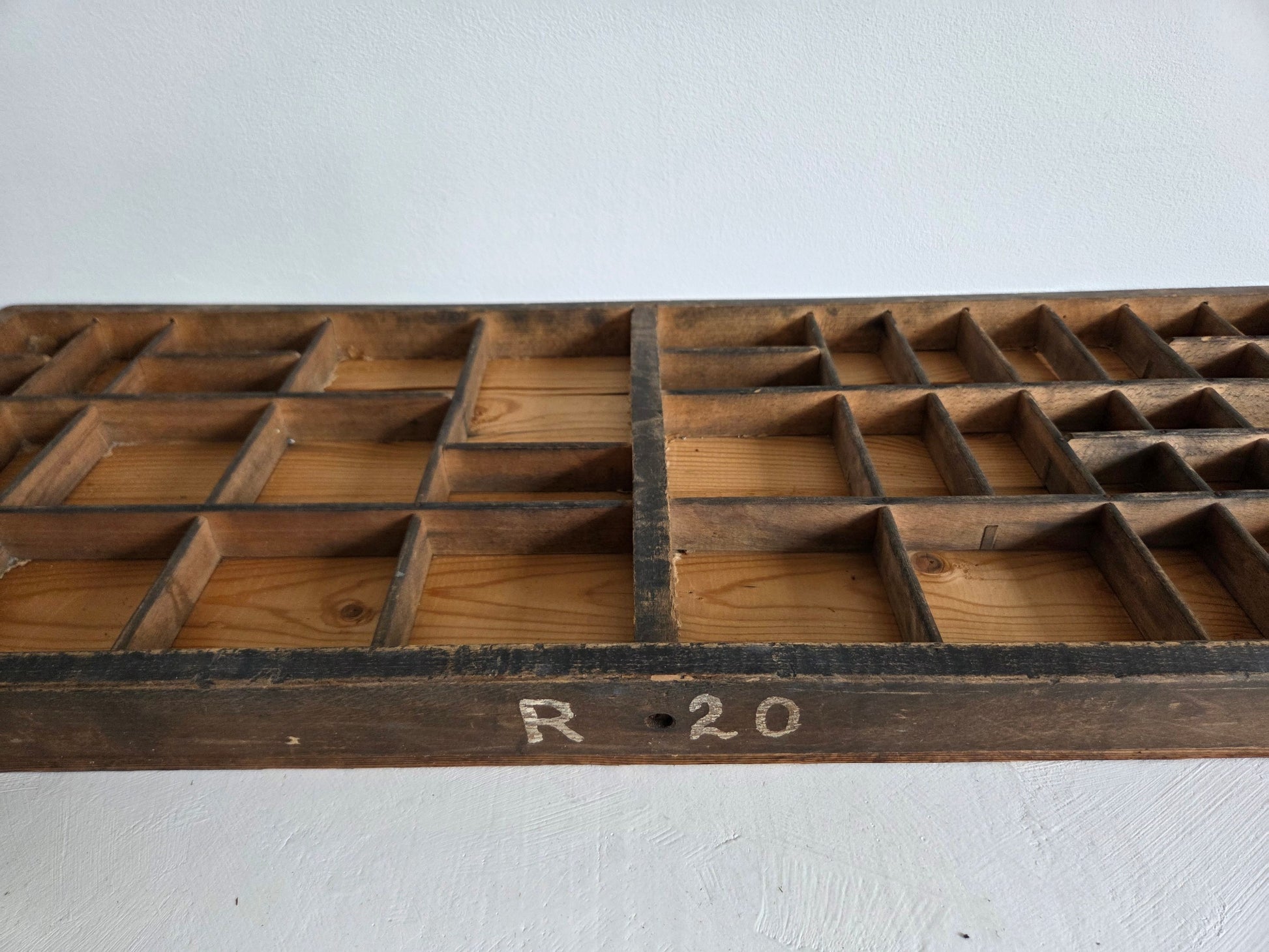 antieke drukkerijletterbak hout verschillende vakformaten