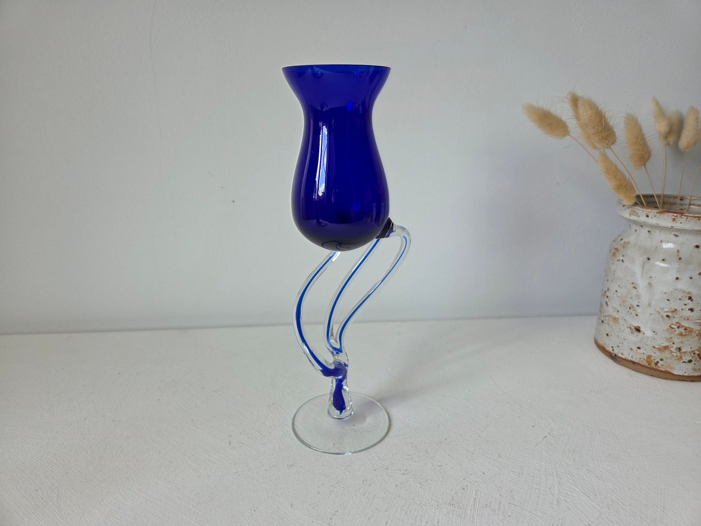 vintage Jozefina Krosno kobaltblauw glas