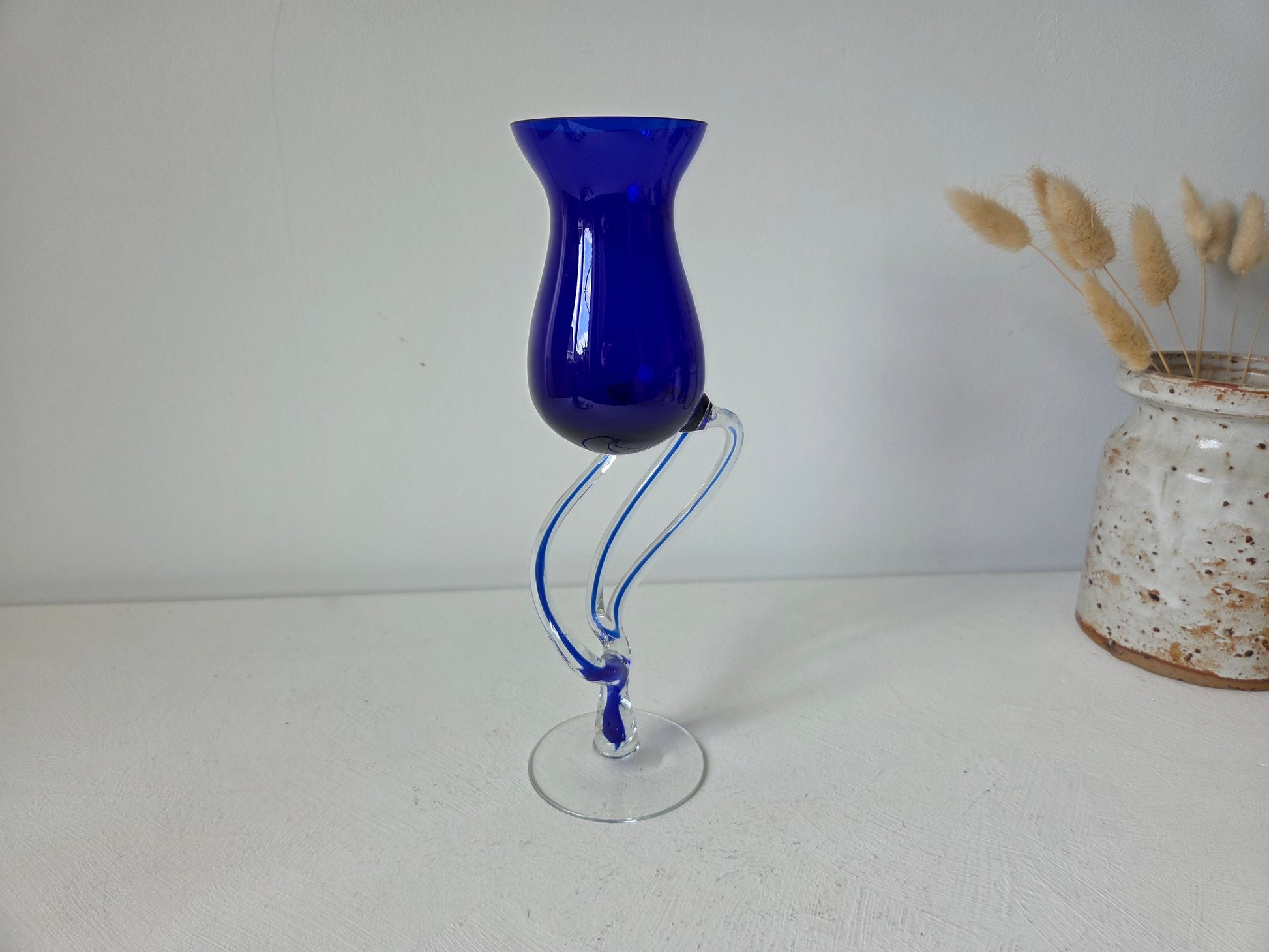 vintage Jozefina Krosno kobaltblauw glas