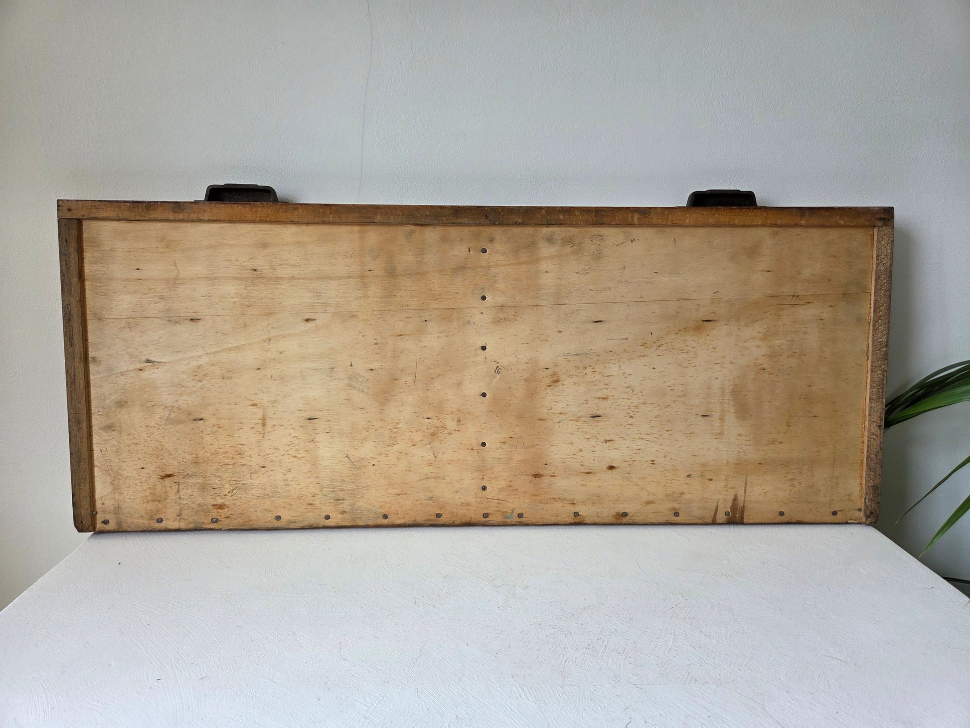 brocante houten letterbak met 105 vakjes