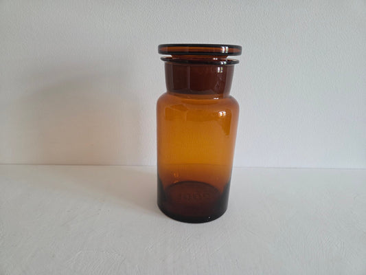 amber glazen apothekerspot cilindervorm bruinglas