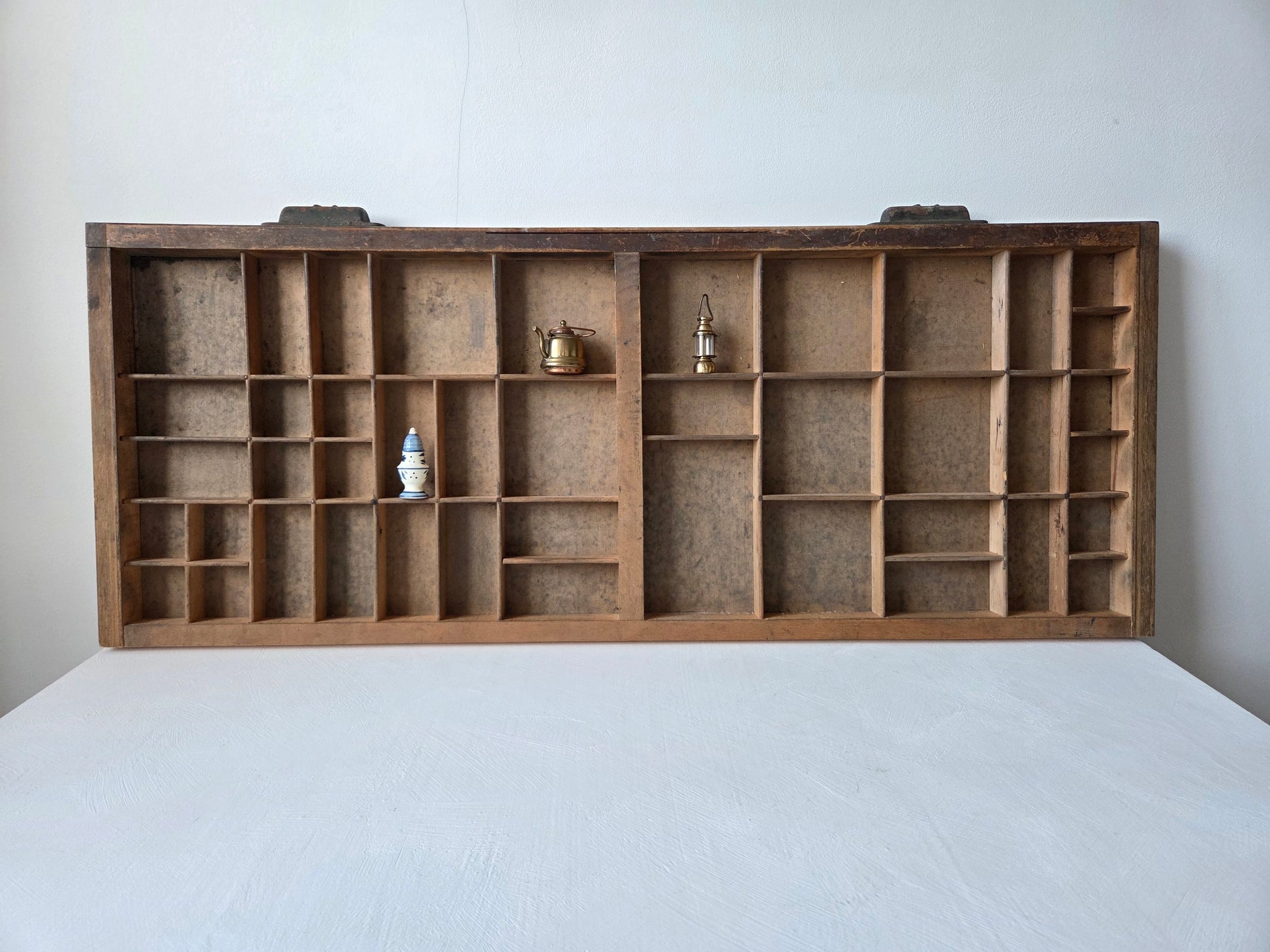 houten drukkerijletterbak 43 vakjes overzicht