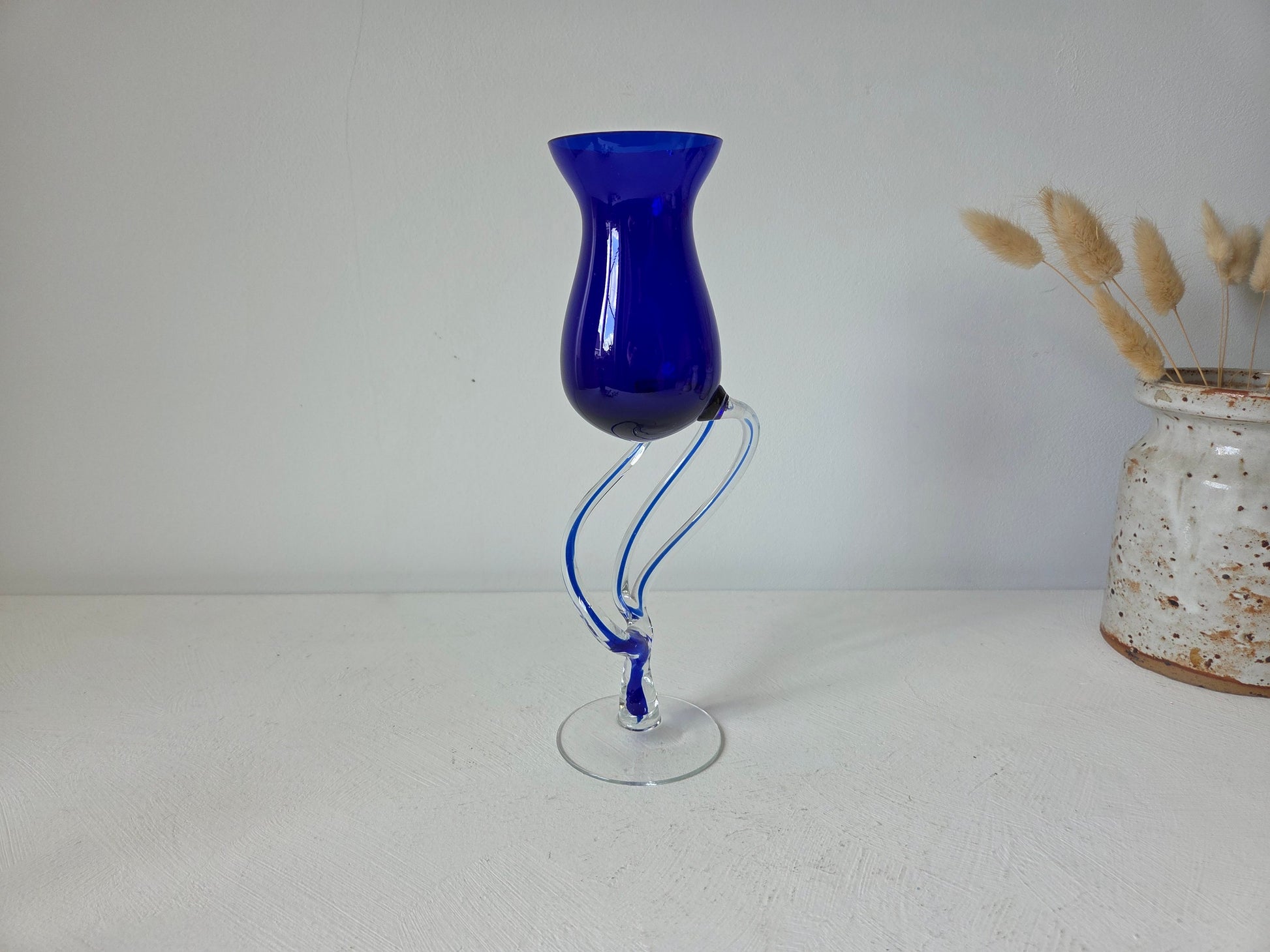 kobaltblauw glas uit Polen vintage