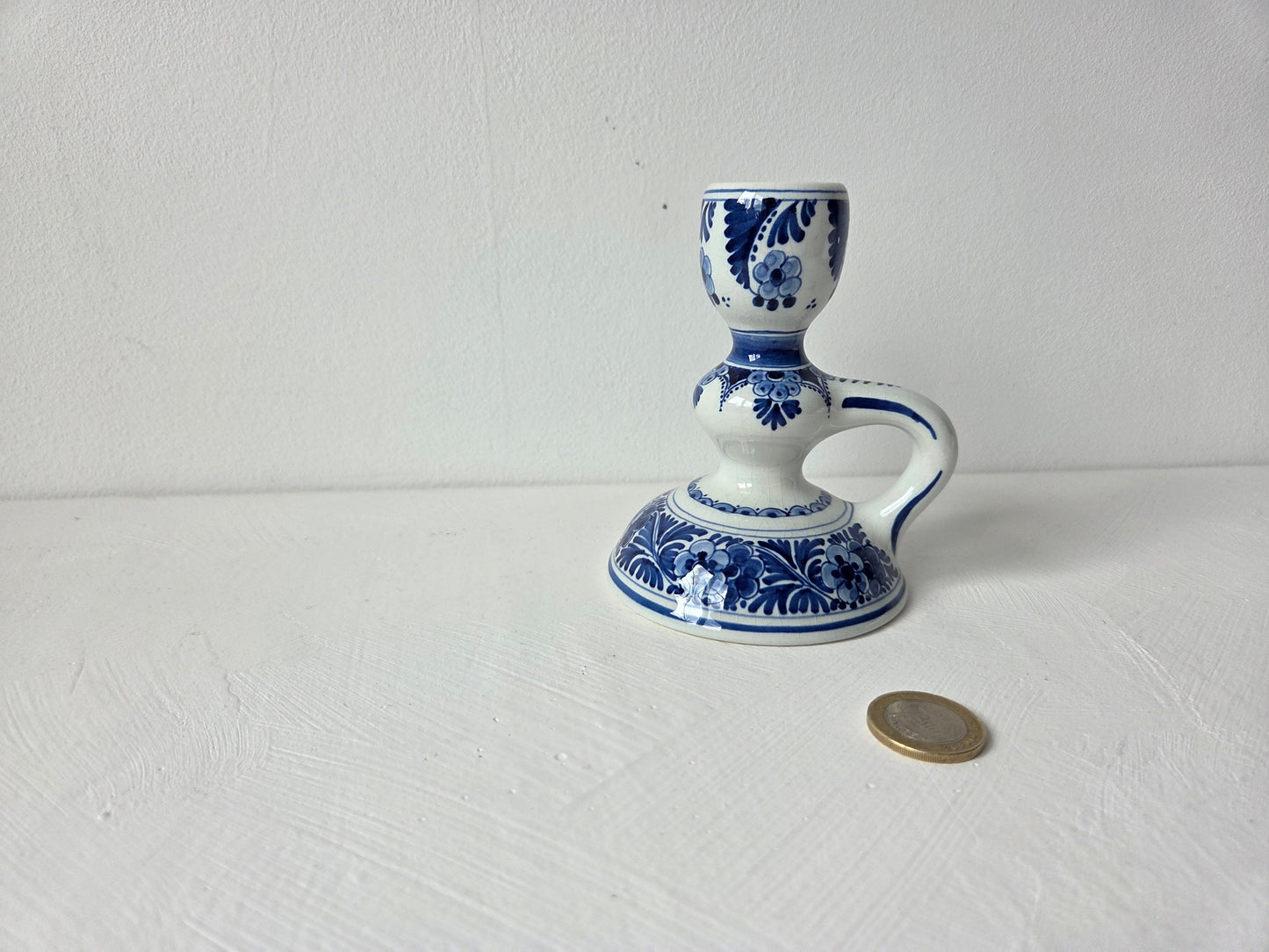 Delfts blauwe kandelaar met oor