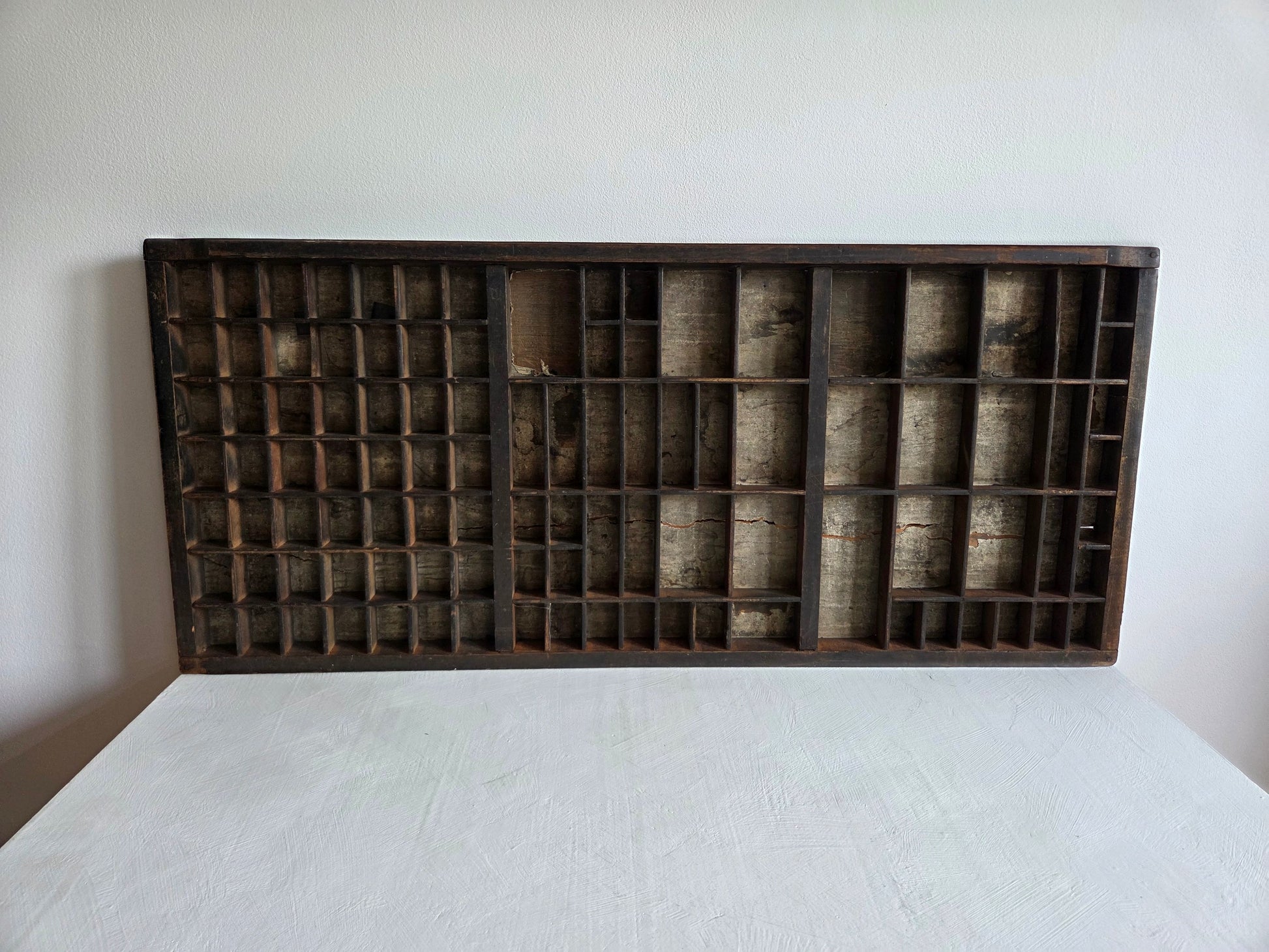 antieke letterbak hout 102 vakjes verschillende formaten