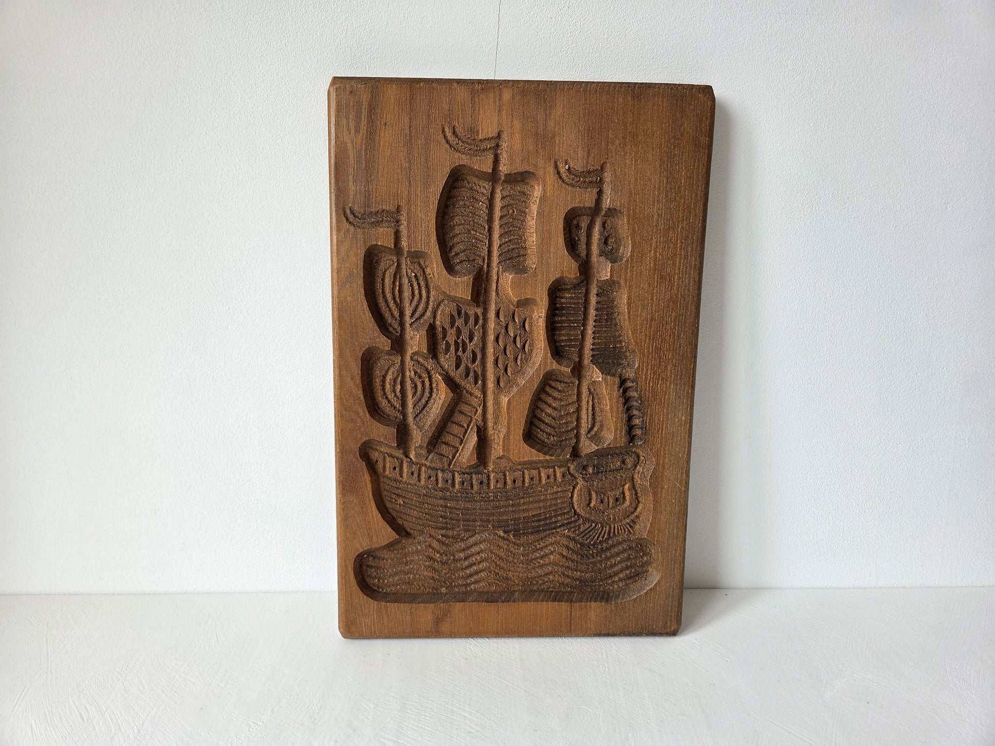antieke speculaasvorm hout zeilschip meerdere masten