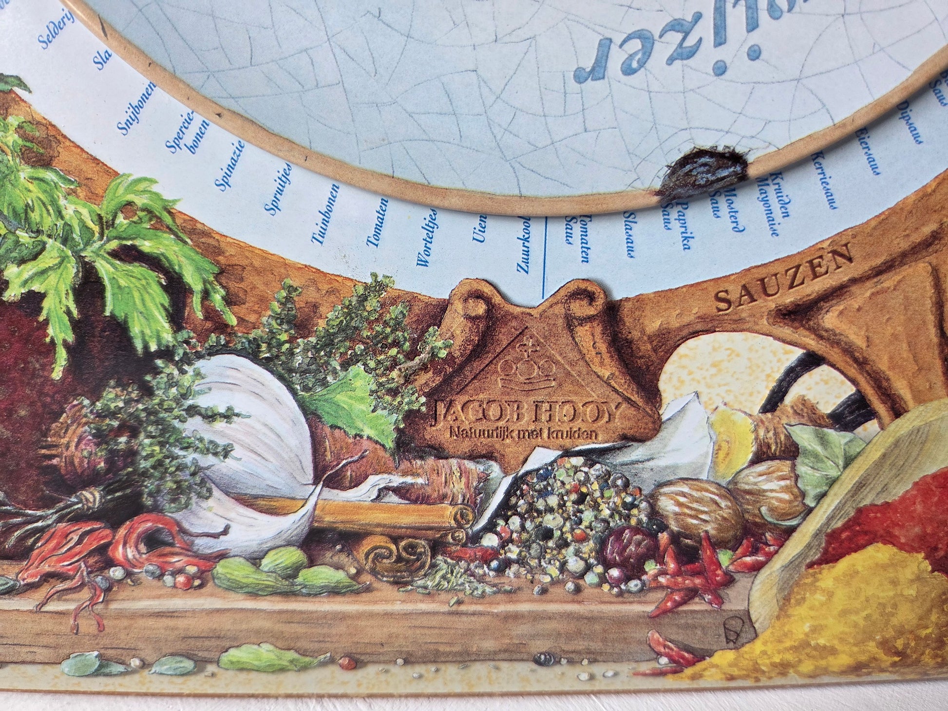 detail van draaibaar rad kruidenwijzer