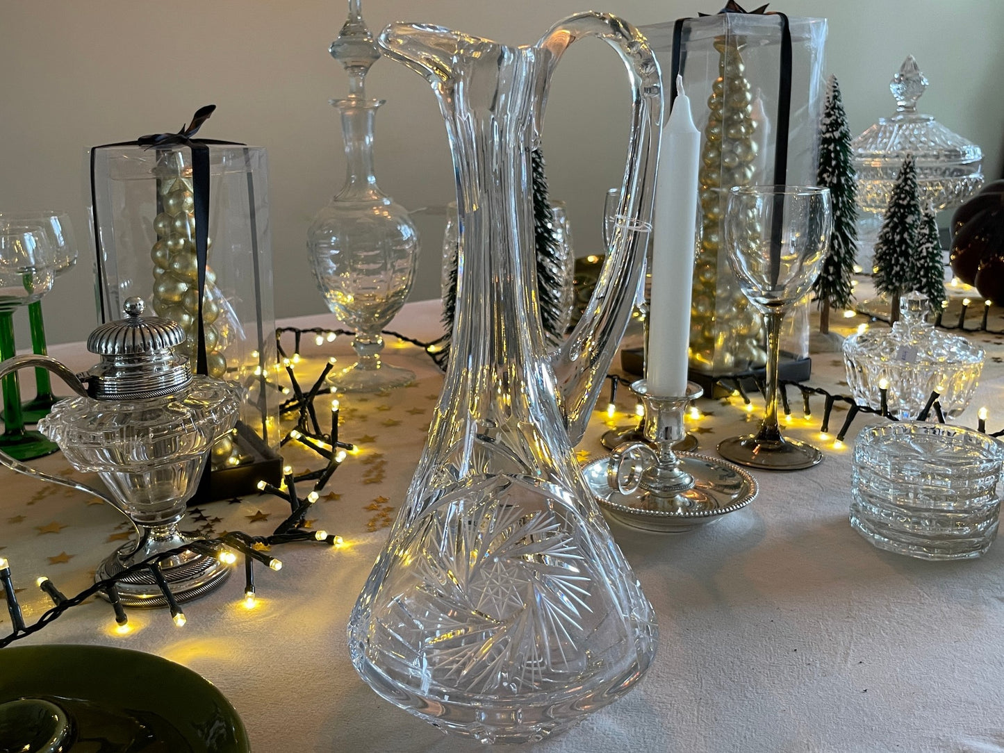Vintage glaswerk karaf met sterrenpatroon