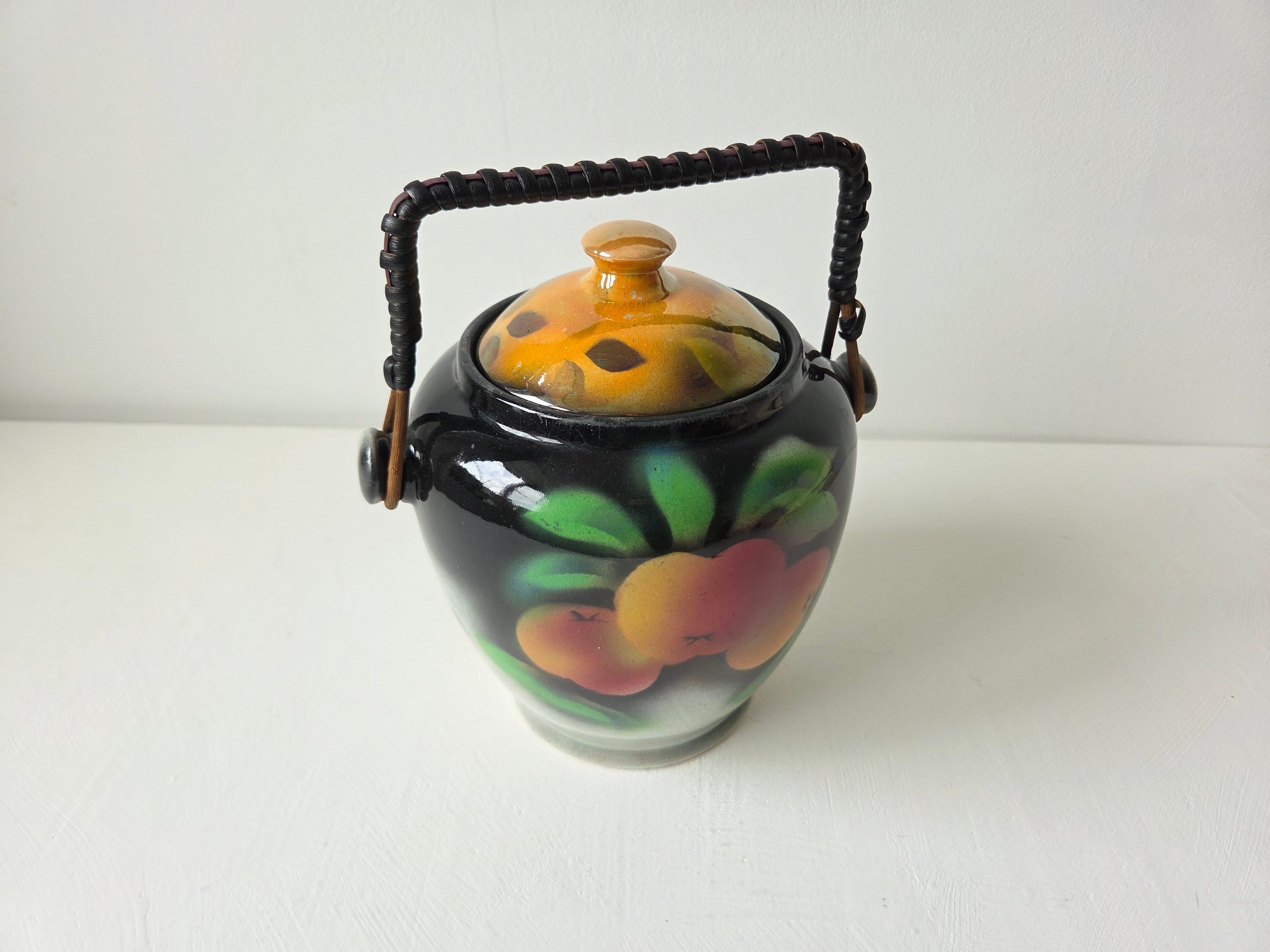 ◇英国アンティークArtdecoLloyd's Antiques Engelse art deco koekjespot perzikdecor ca. 1930 | D'Antan