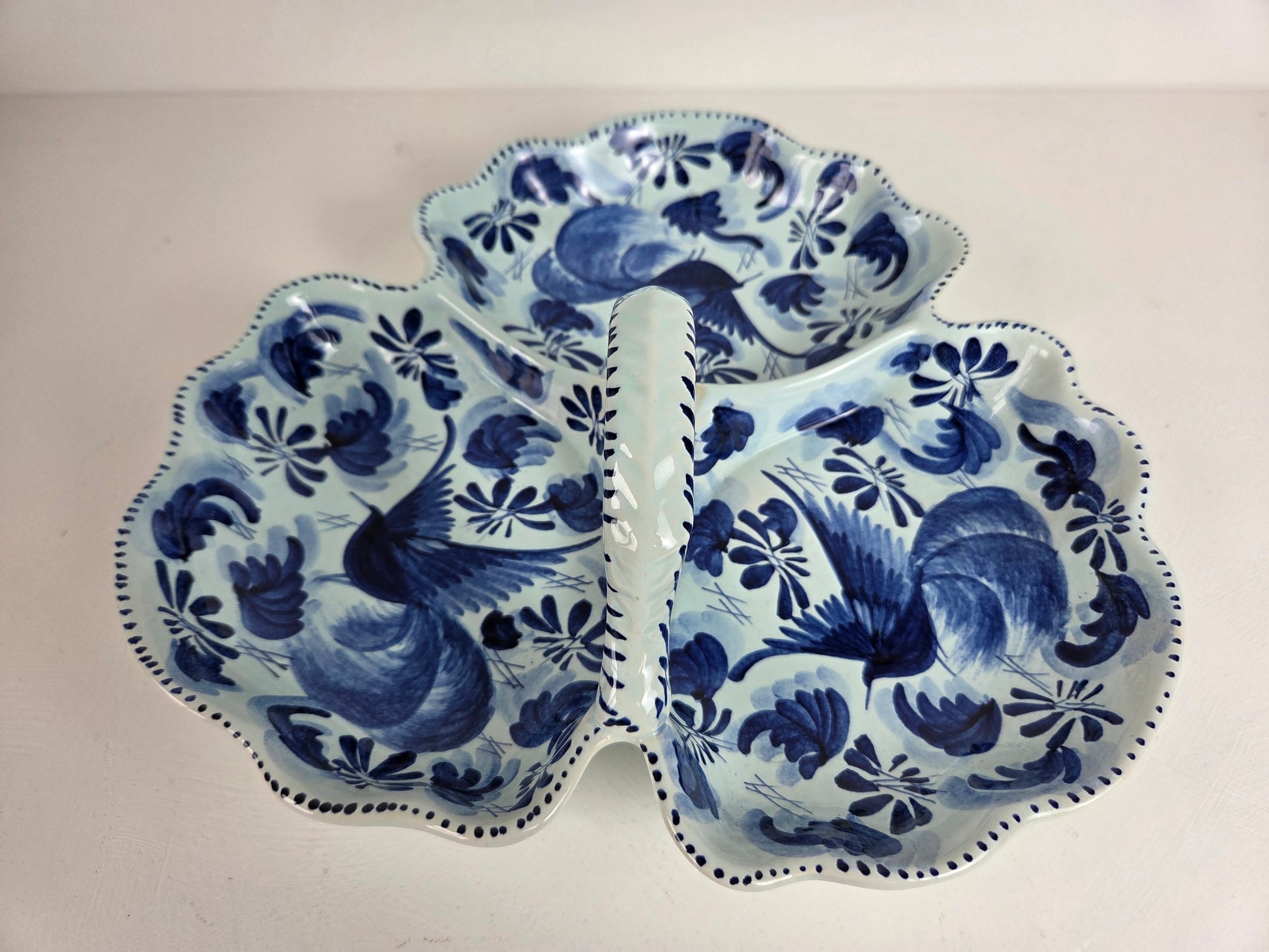 Ronde keramiek schaal 29 cm met vogelmotief