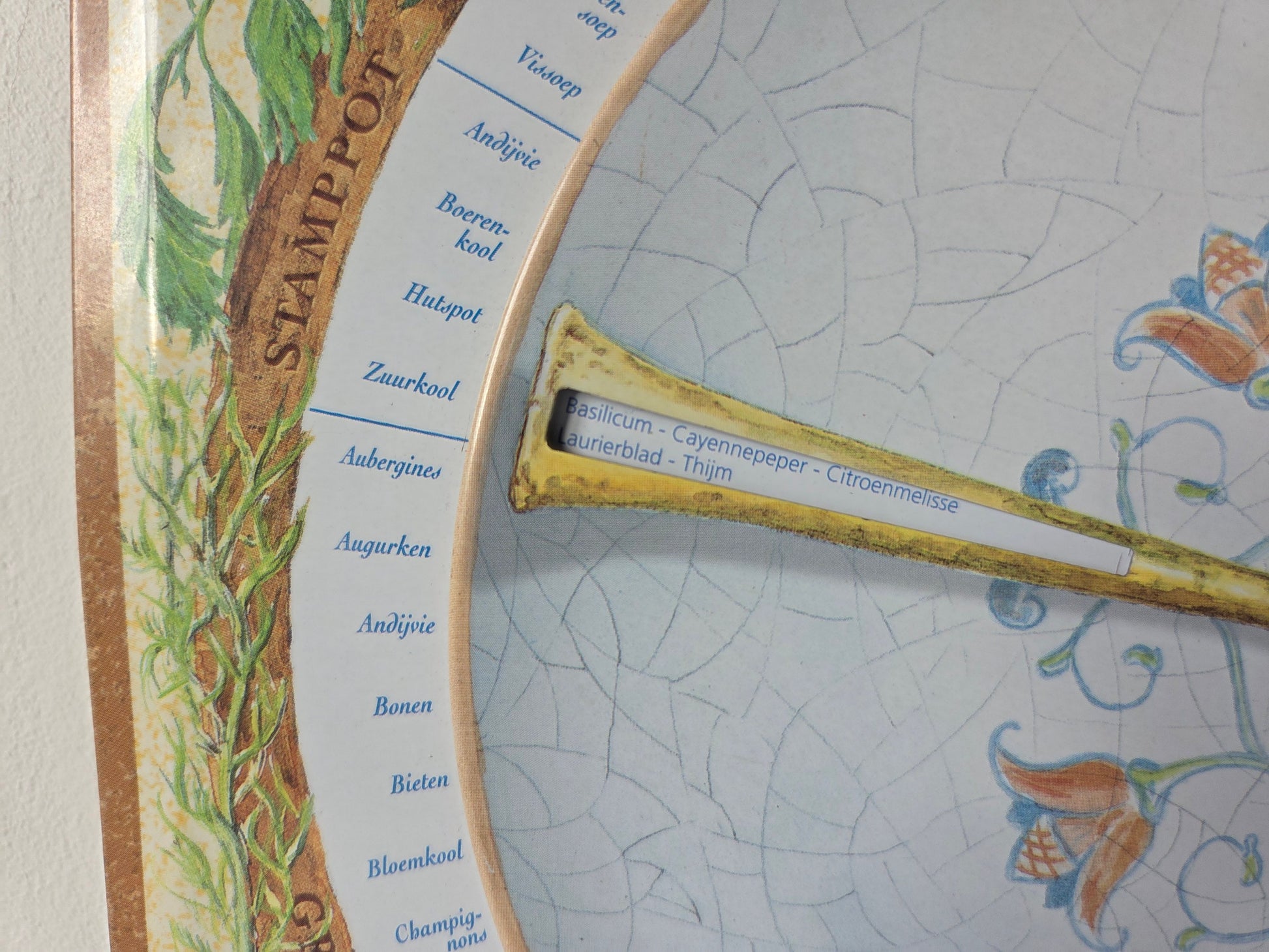 vintage kruidenwijzer met draaibaar rad