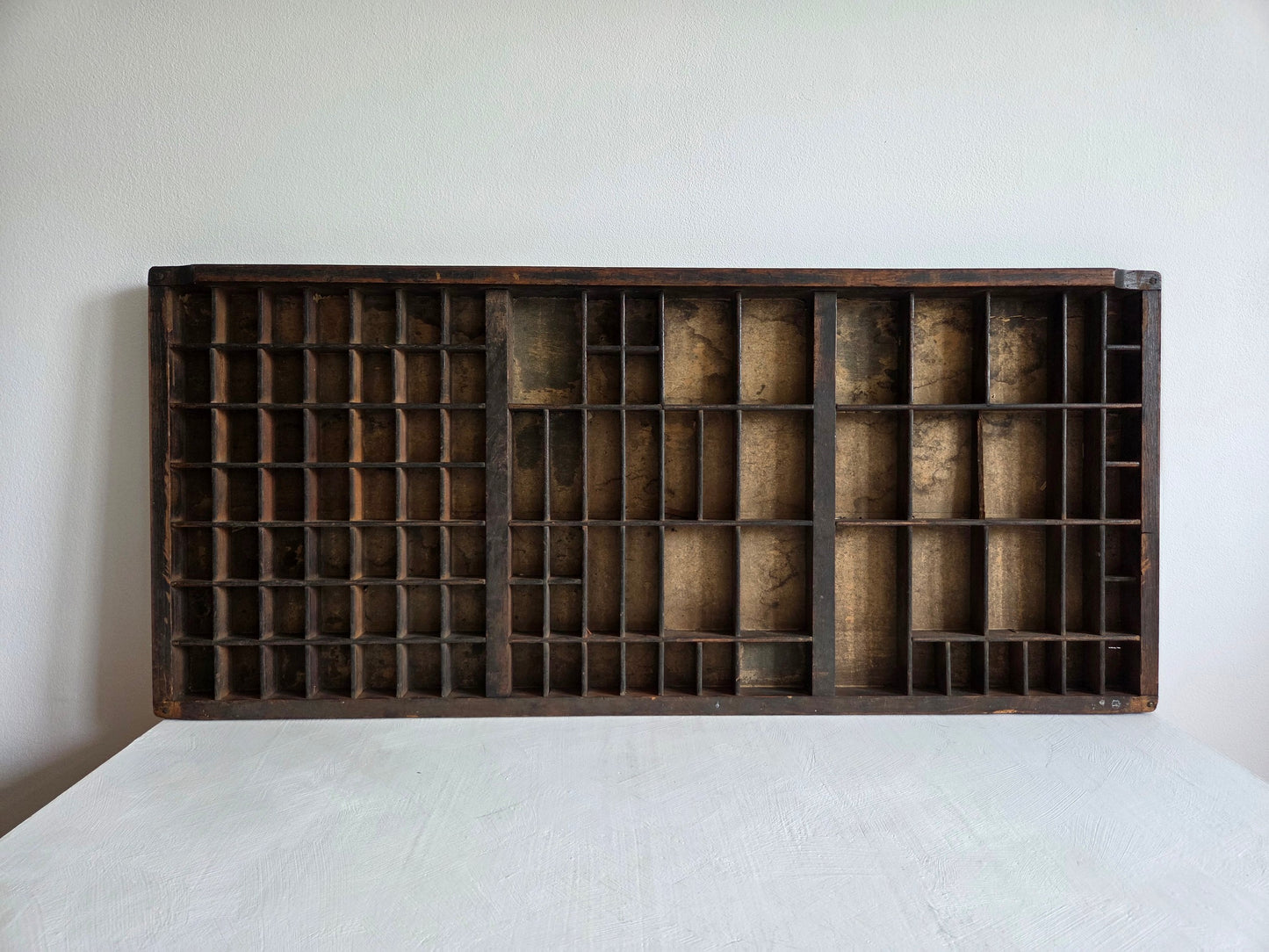 houten drukkersbak 102 vakken verschillende maten vintage