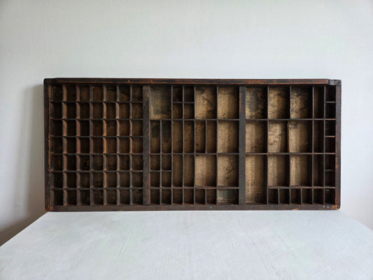 houten drukkersbak 102 vakken verschillende maten vintage