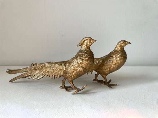 vintage vogelbeelden goudkleurig metaal