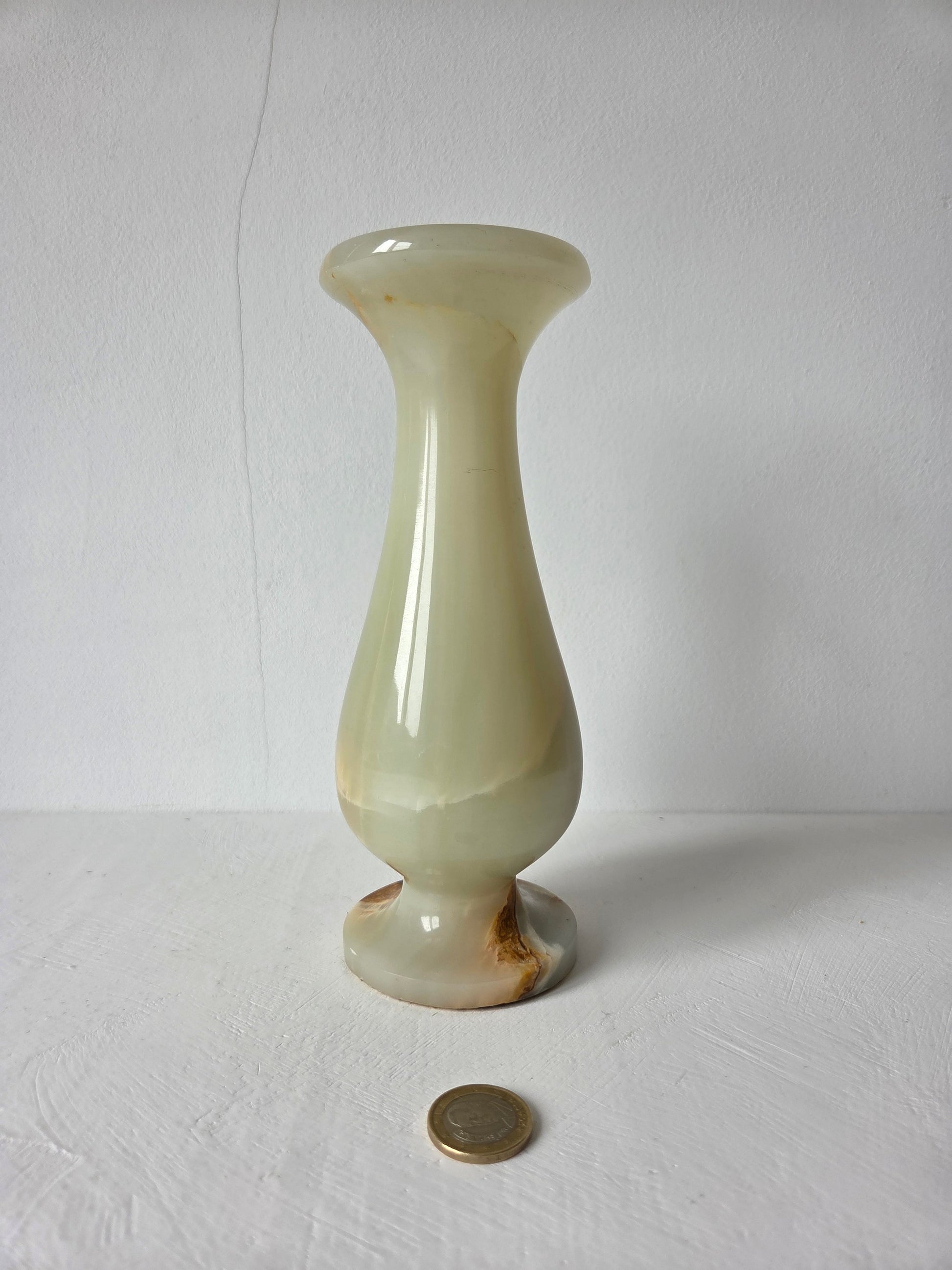 onyx vaasje crème bruine aders gedraaid vintage jaren 70