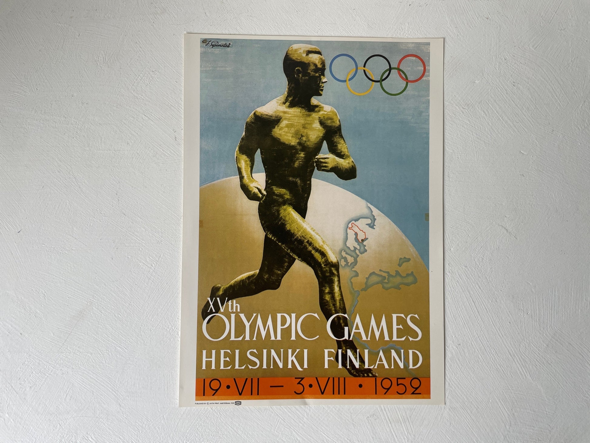 vintage olympische wandposter zonder lijst