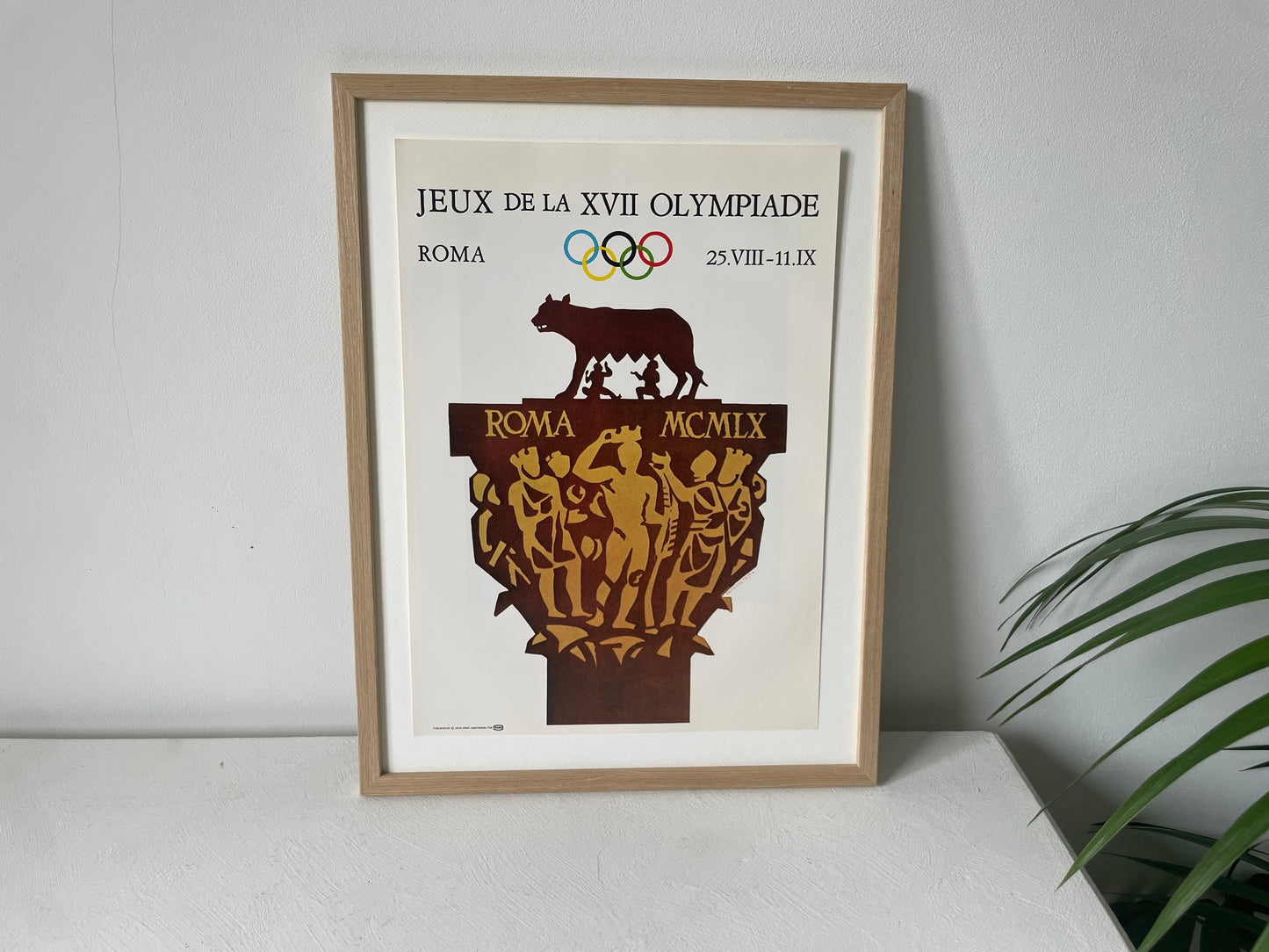 sportposter met Romulus en Remus en olympische ringen