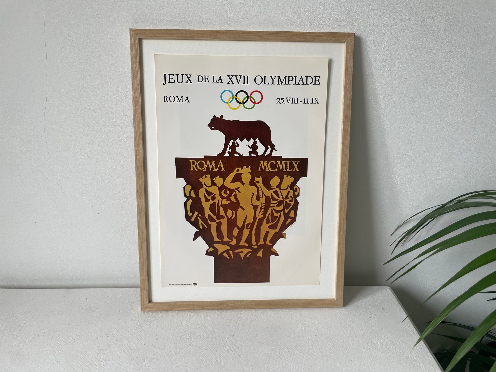 sportposter met Romulus en Remus en olympische ringen