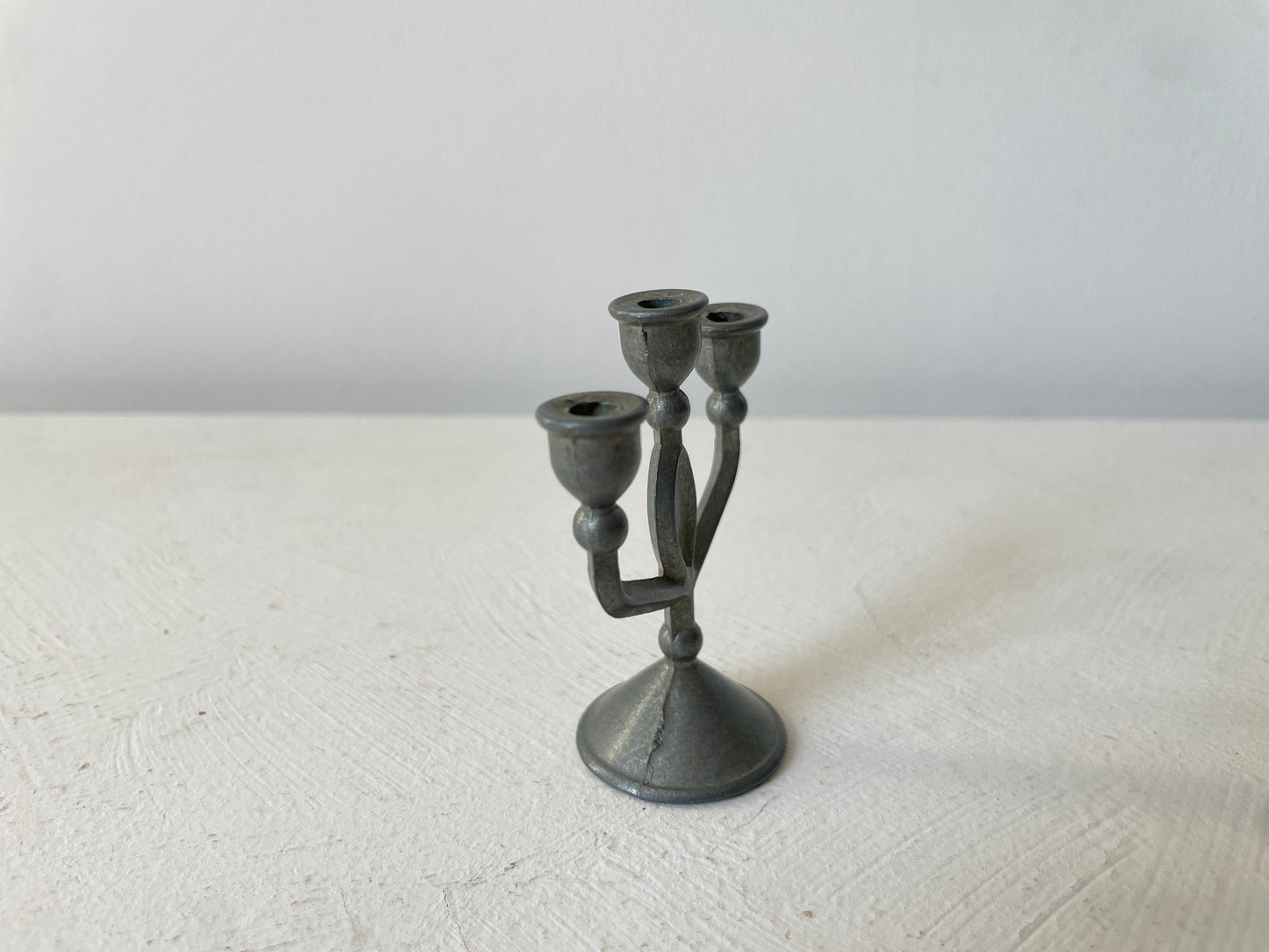 oud tin kandelaar miniatuur