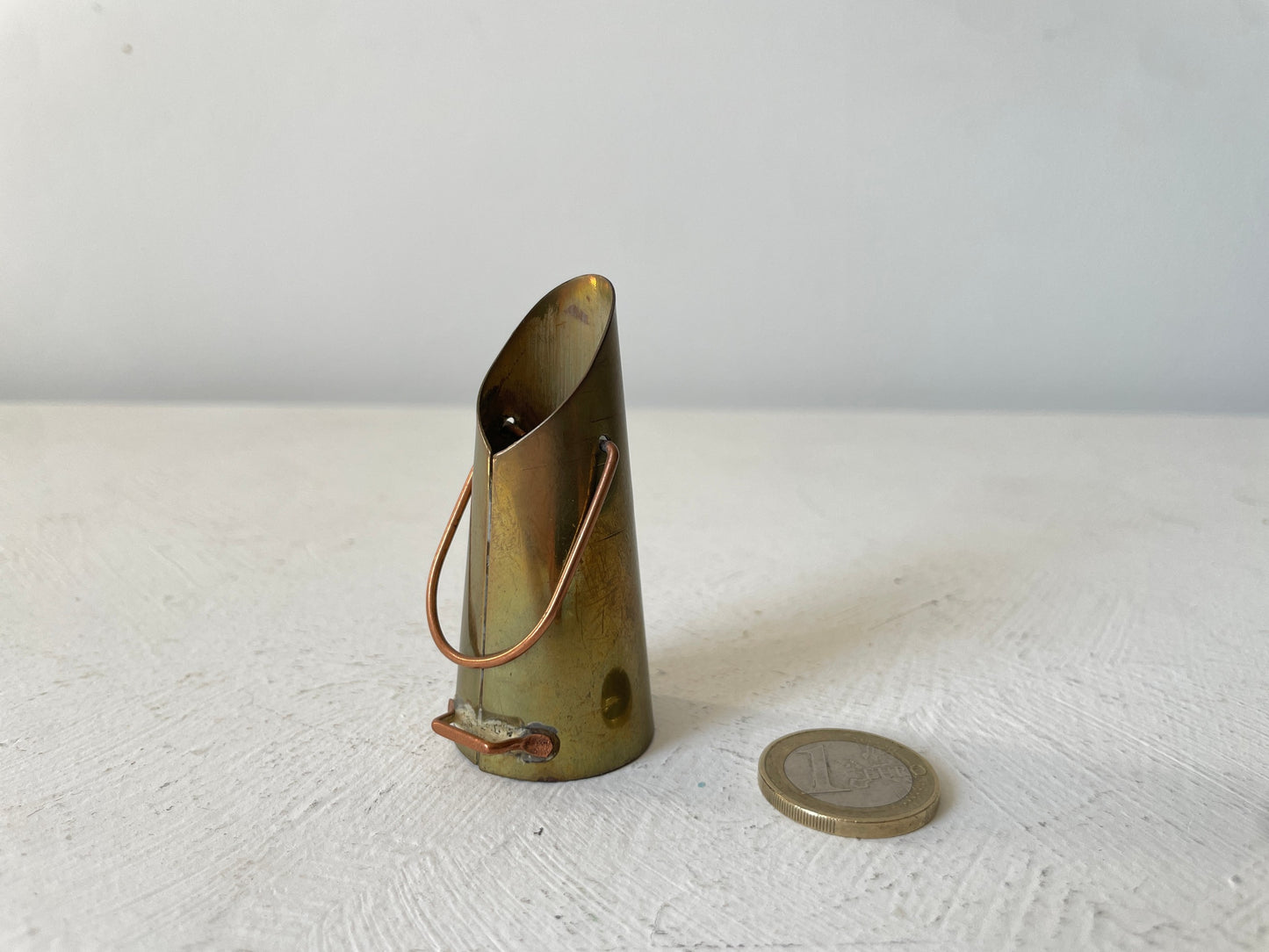 kleine vintage emmer messing en koper