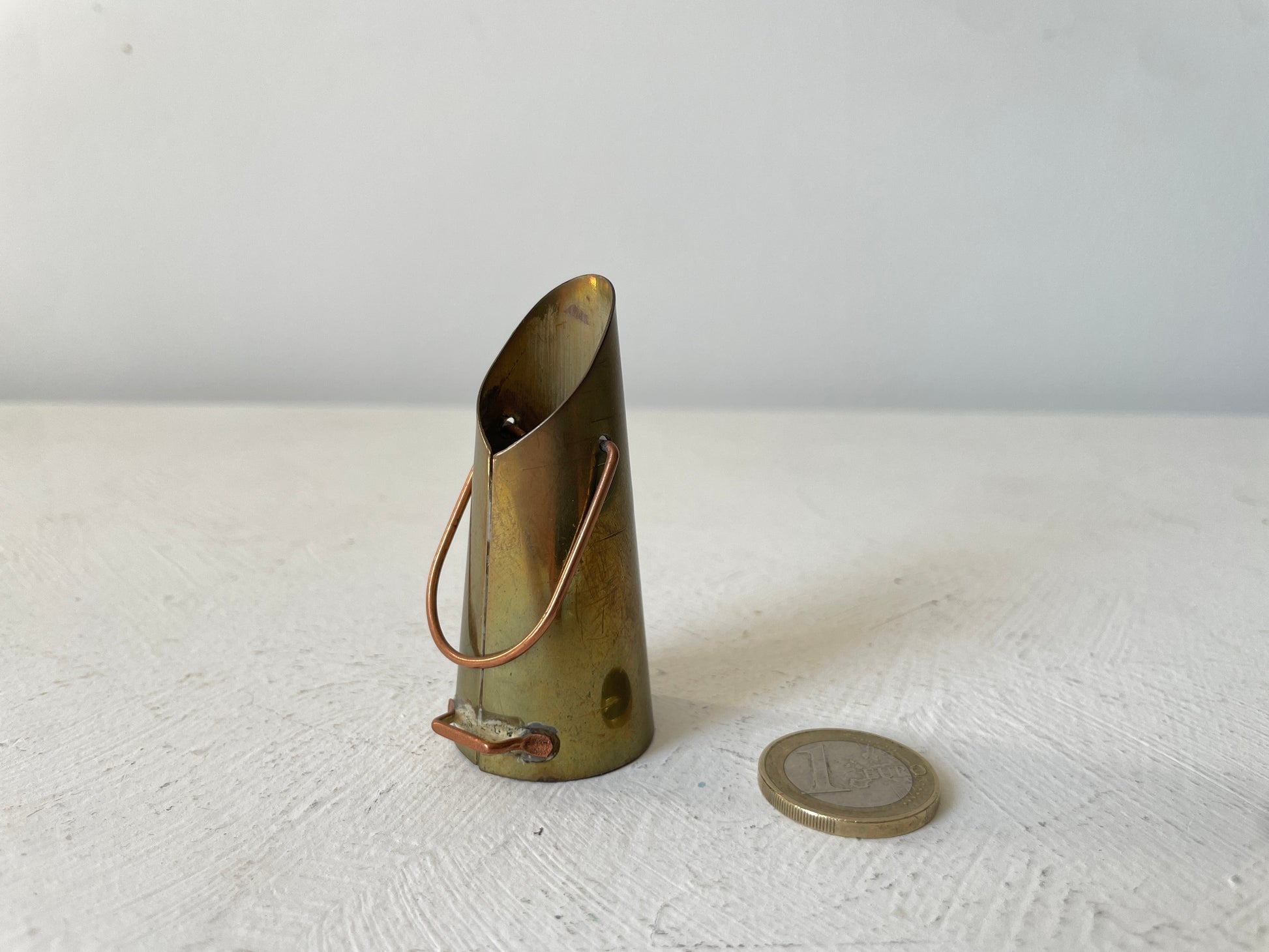 kleine vintage emmer messing en koper