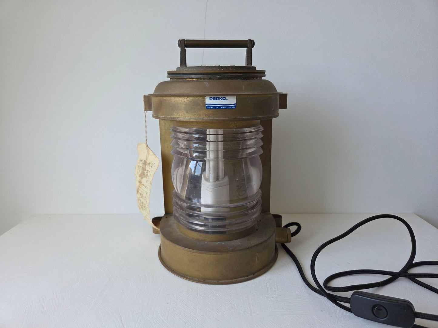 originele Perko scheepslamp messing omgebouwd elektrisch