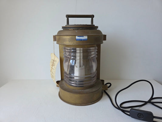 originele Perko scheepslamp messing omgebouwd elektrisch