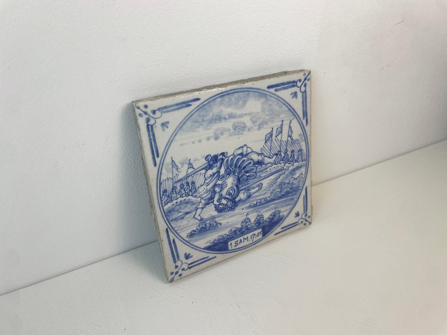 Detail van David op antieke keramiektegel