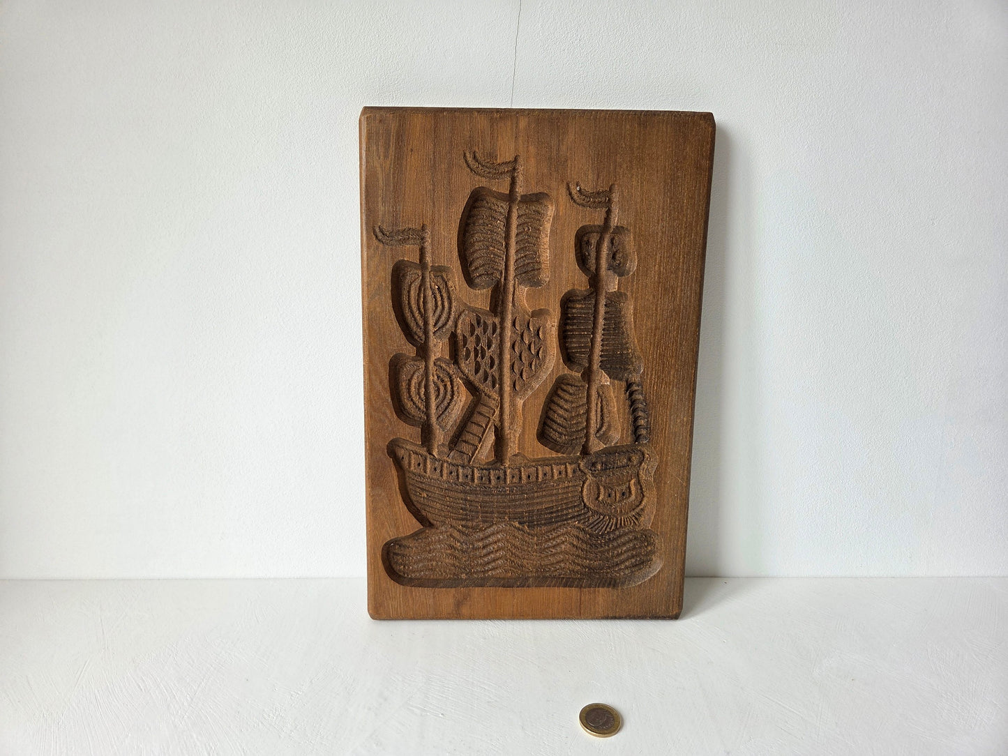 houten speculaasvorm zeilschip masten zeilen golven