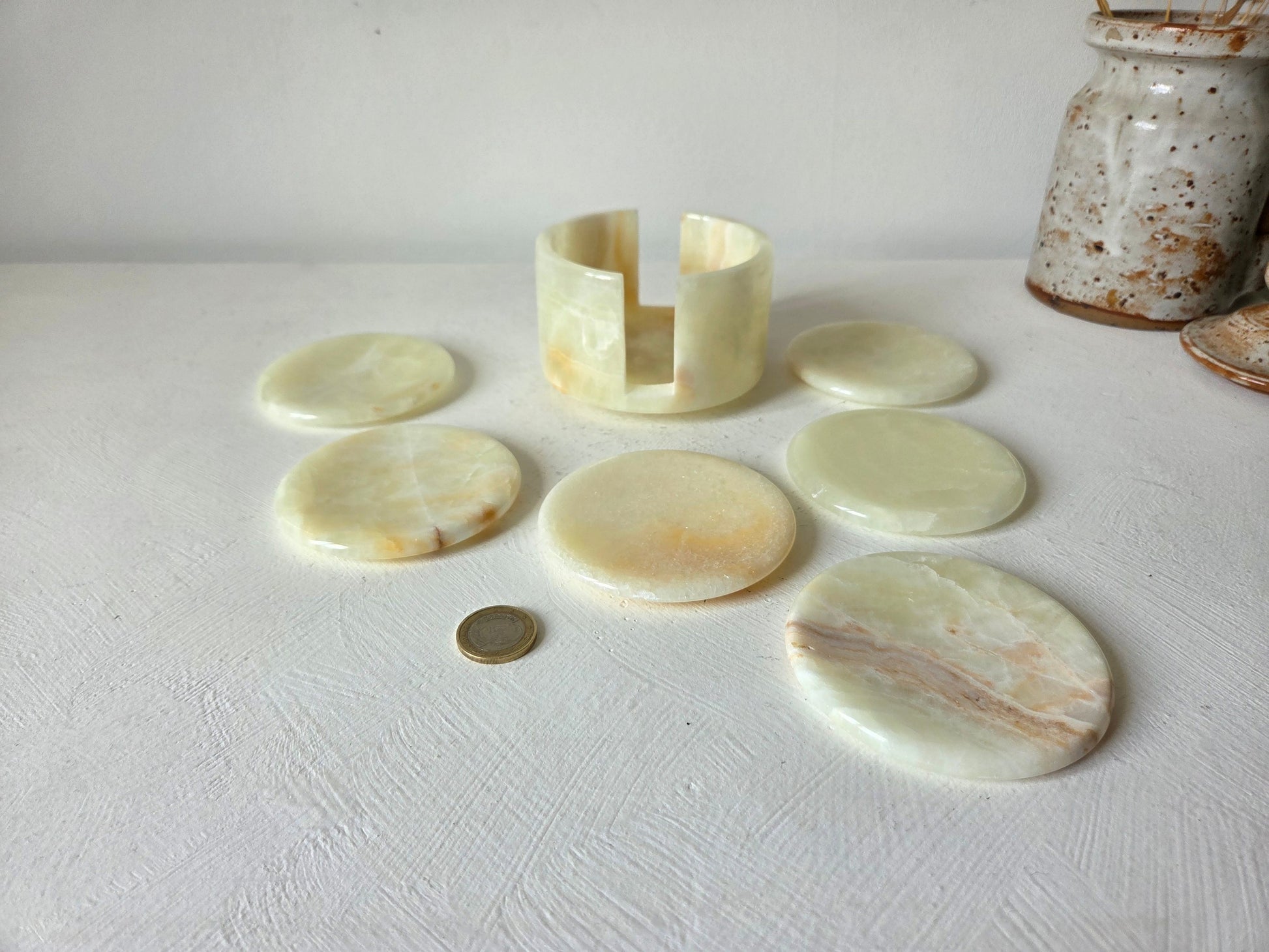 set van 6 onyx onderzetters