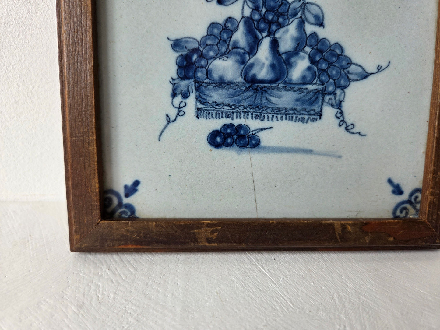 tegel Tichelaar Makkum fruitmand blauw wit ingelijst