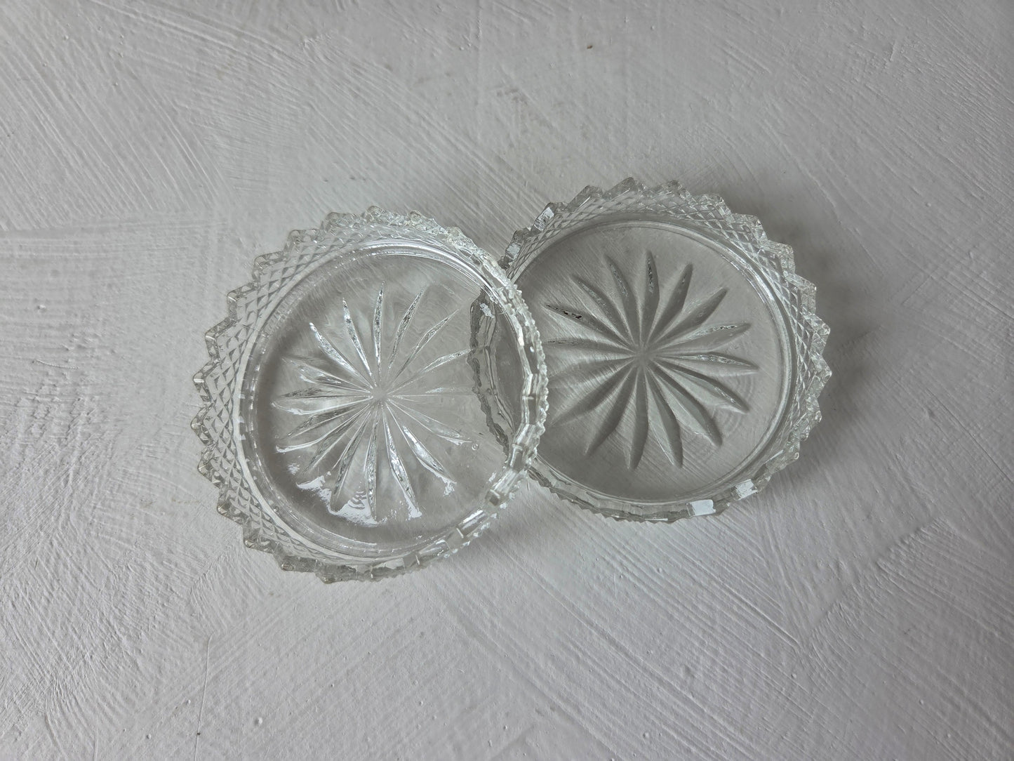 vintage set onderzetters glas stermotief originele doos