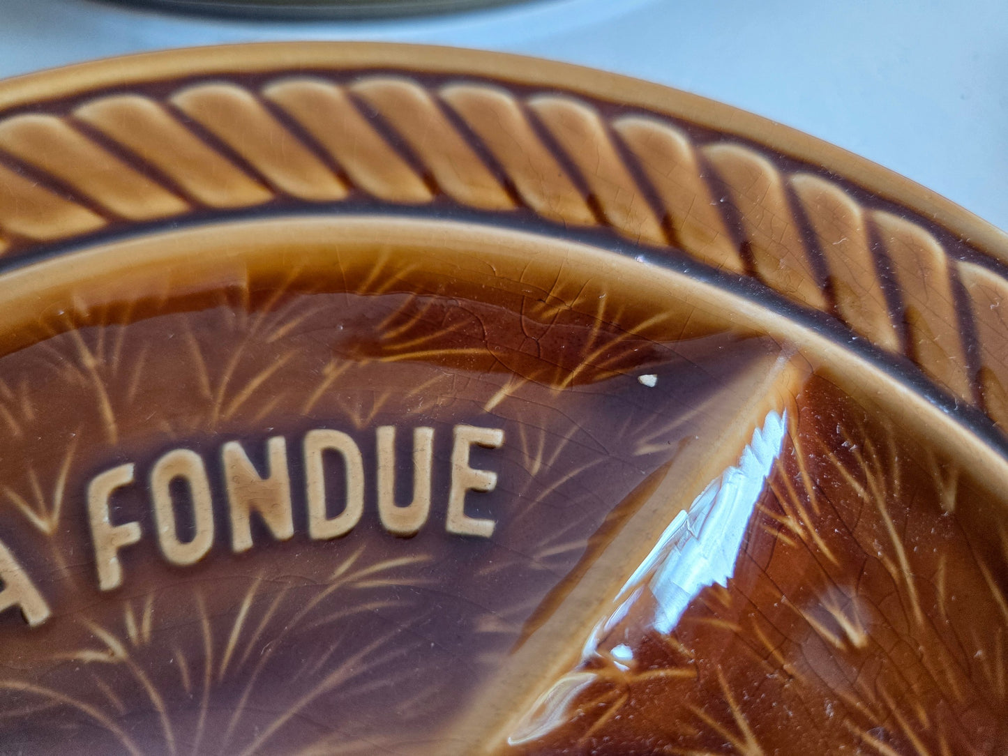 Set van 4 vintage fondueborden — Sarreguemines, La Fondue, jaren '70