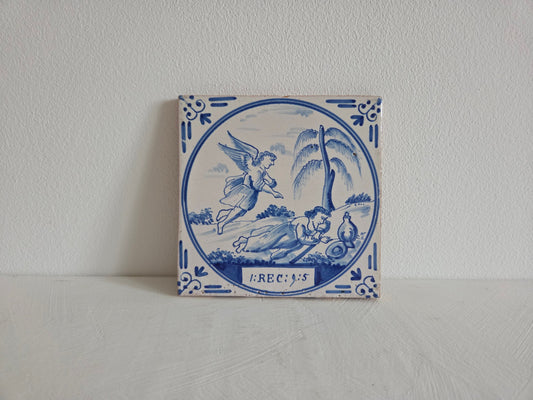 antieke tegel 13x13 cm met bijbels tafereel