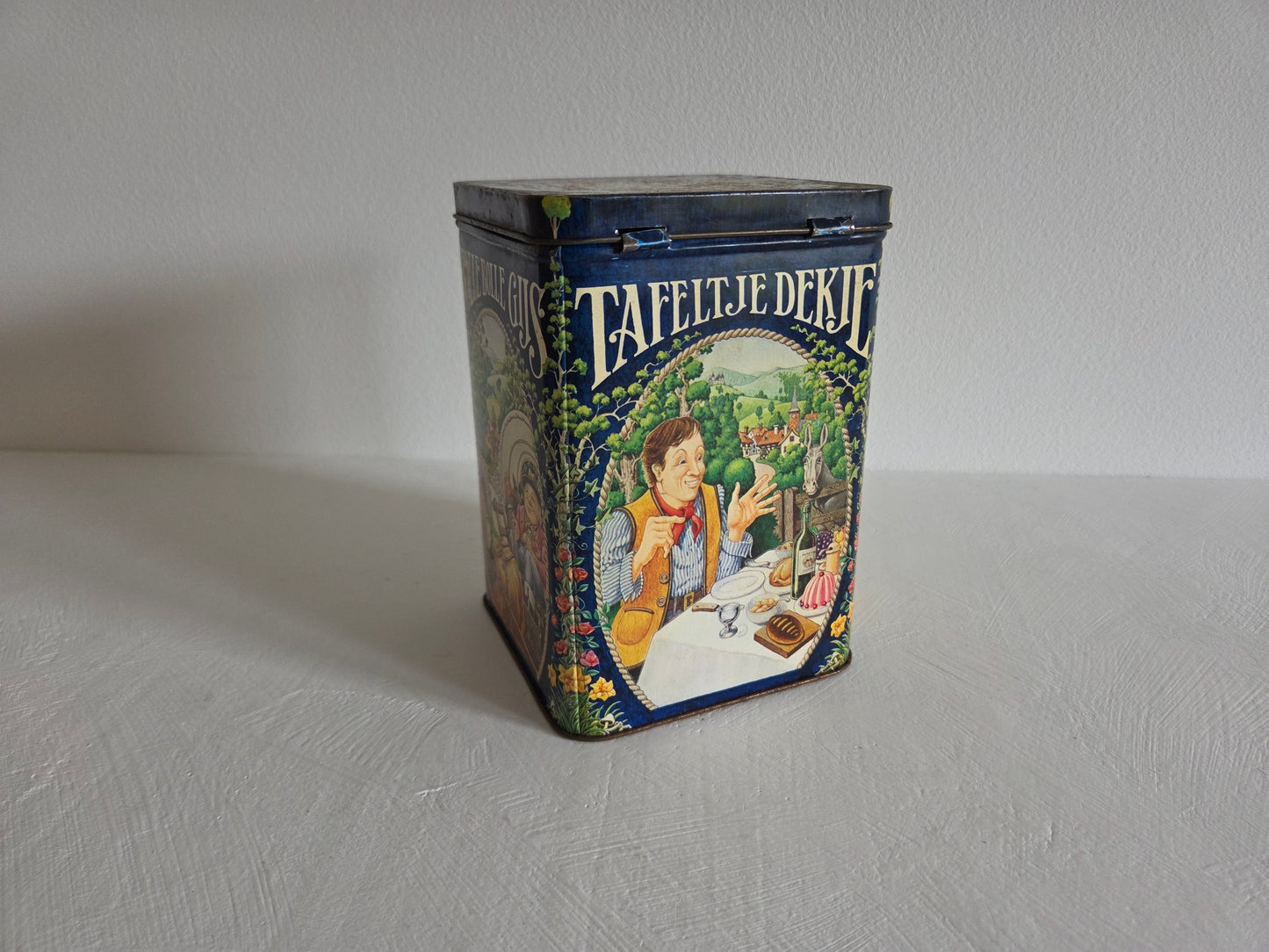 vintage metalen trommel Efteling goudkleurige binnenkant