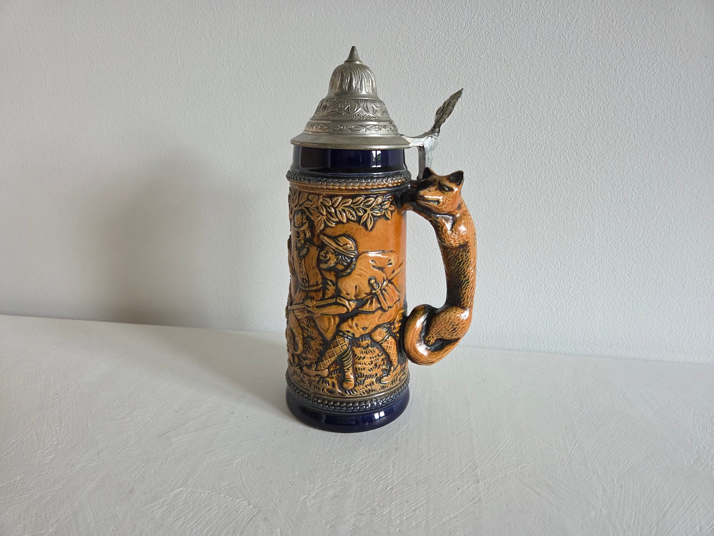 Vintage bierpul GERZ – met vossenhandvat, West-Germany