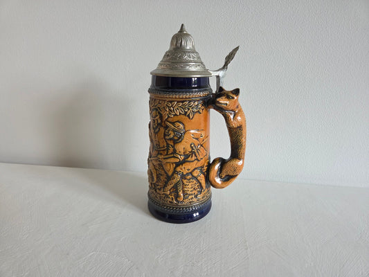 Vintage bierpul GERZ – met vossenhandvat, West-Germany