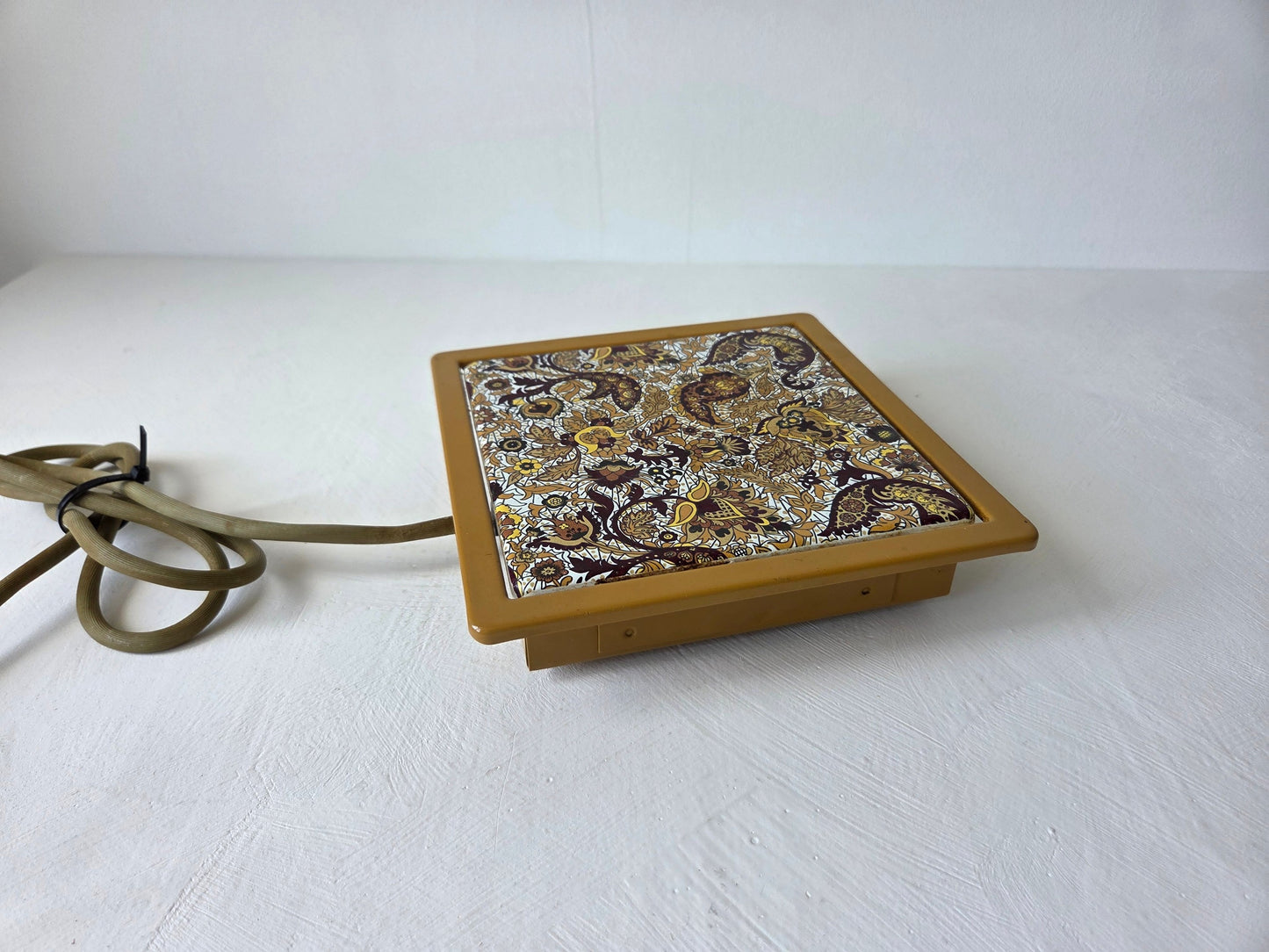 vintage warmhoudplaat Inventum bloemenpatroon snoer stekker