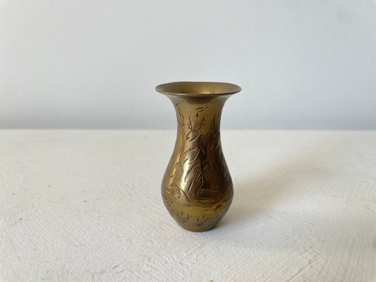 gegraveerd messing vaasje vintage