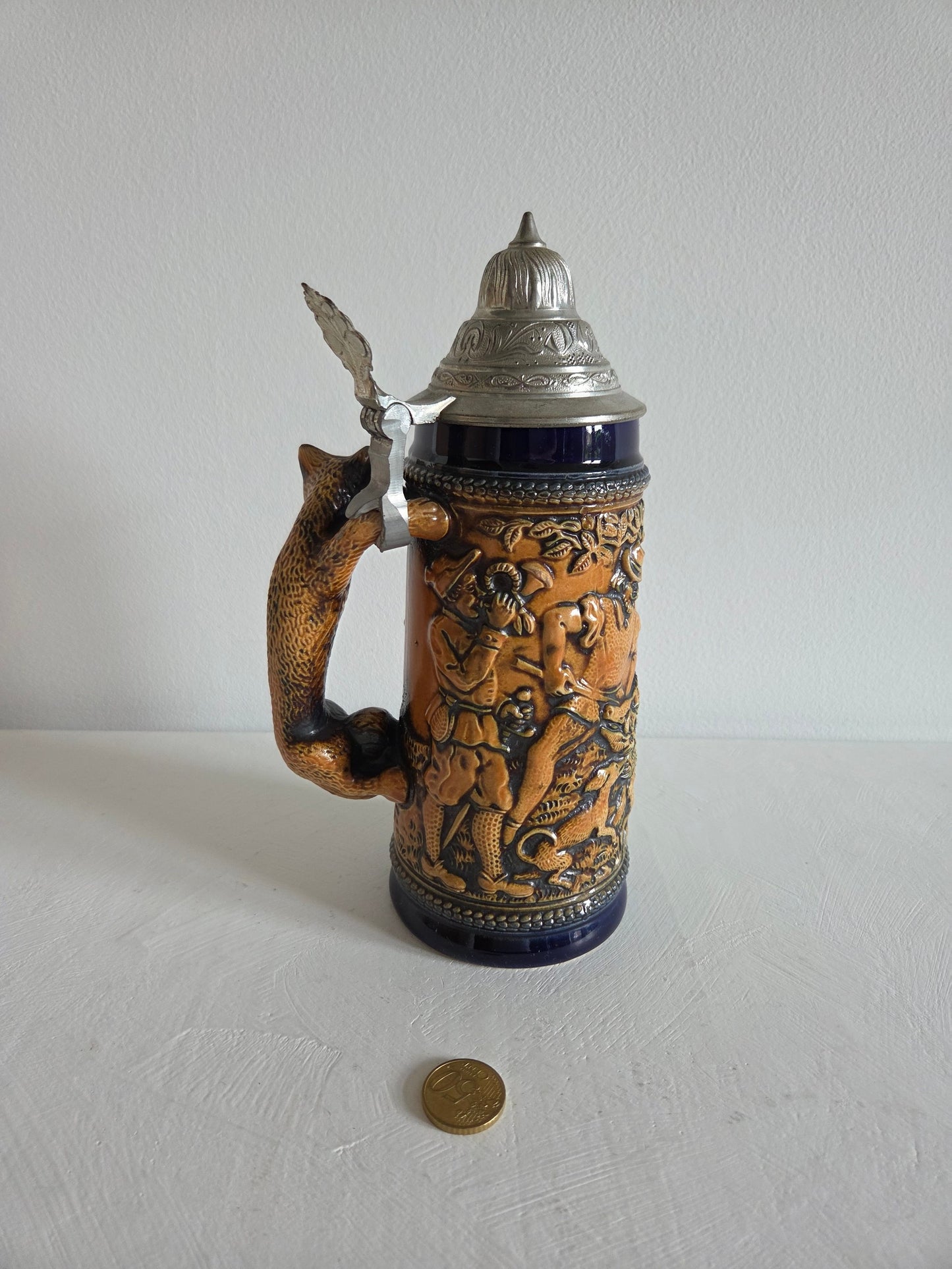 Vintage bierpul GERZ – met vossenhandvat, West-Germany