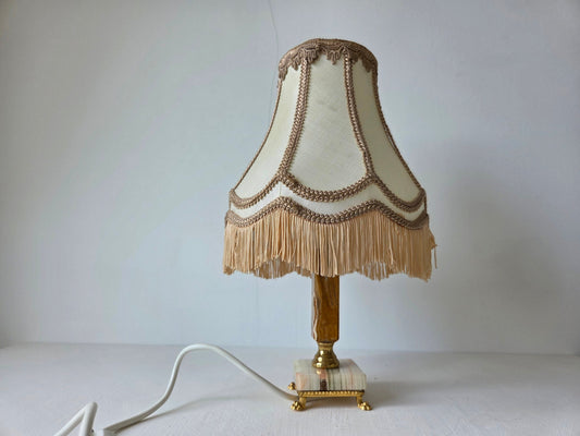 tafellamp vintage onyx gelaagd steen messing pootjes