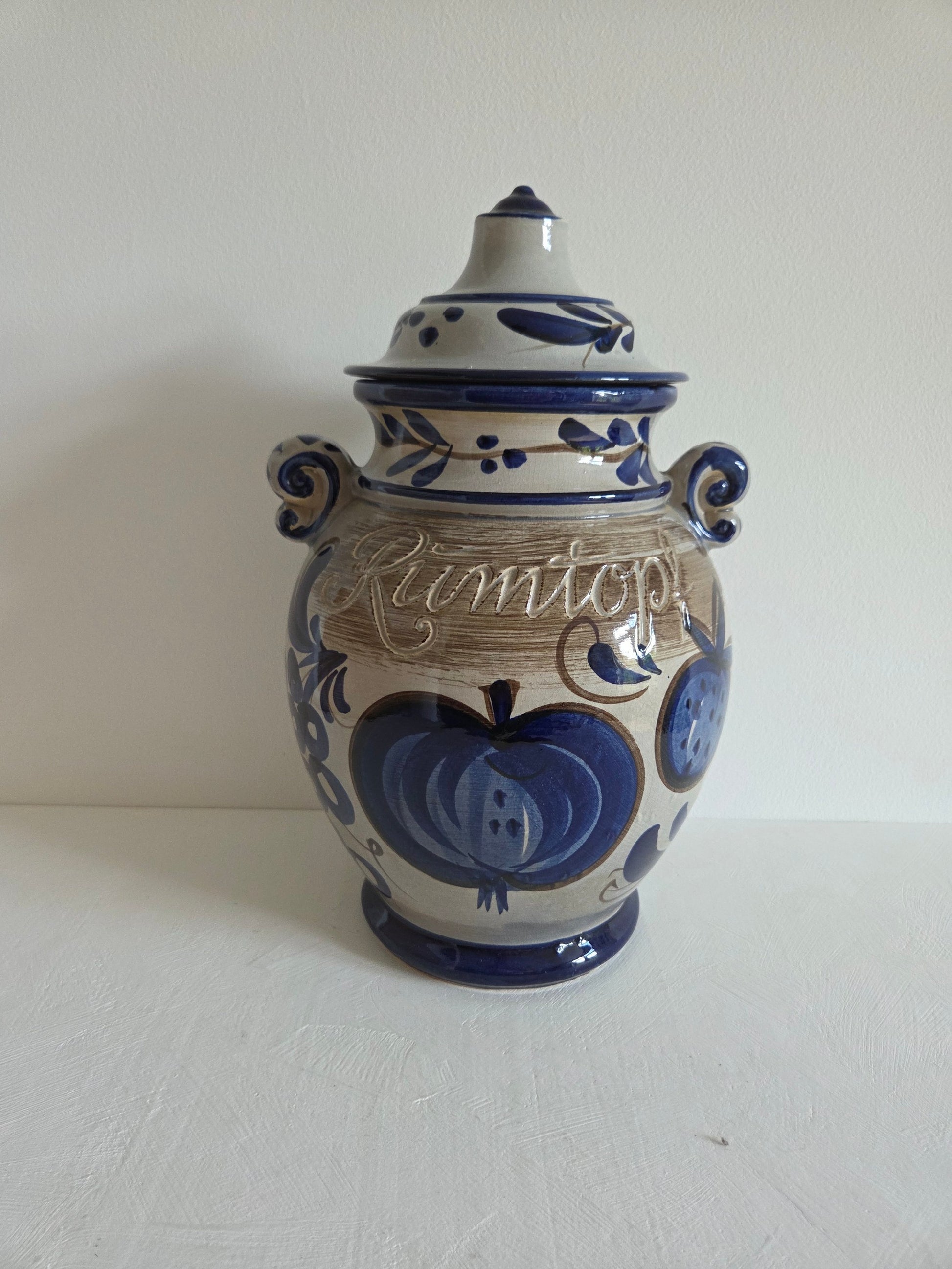 Rumtopf pot hoogte 36 cm handgeschilderd kobaltblauw W Germany
