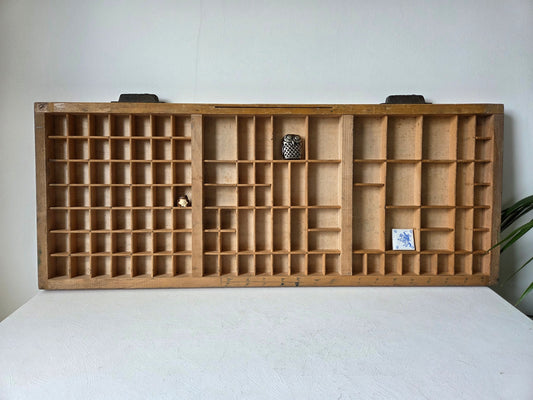 Houten letterbak vintage uit drukkerij 106 vakjes