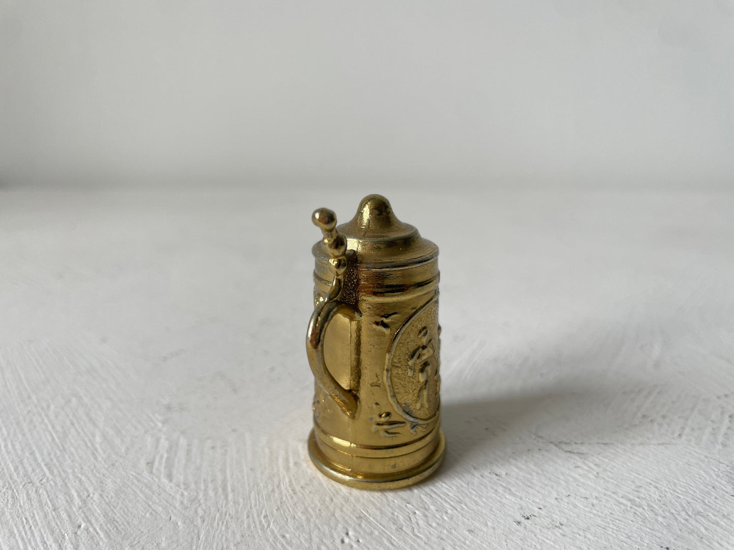 messing bierpul miniatuur met deksel